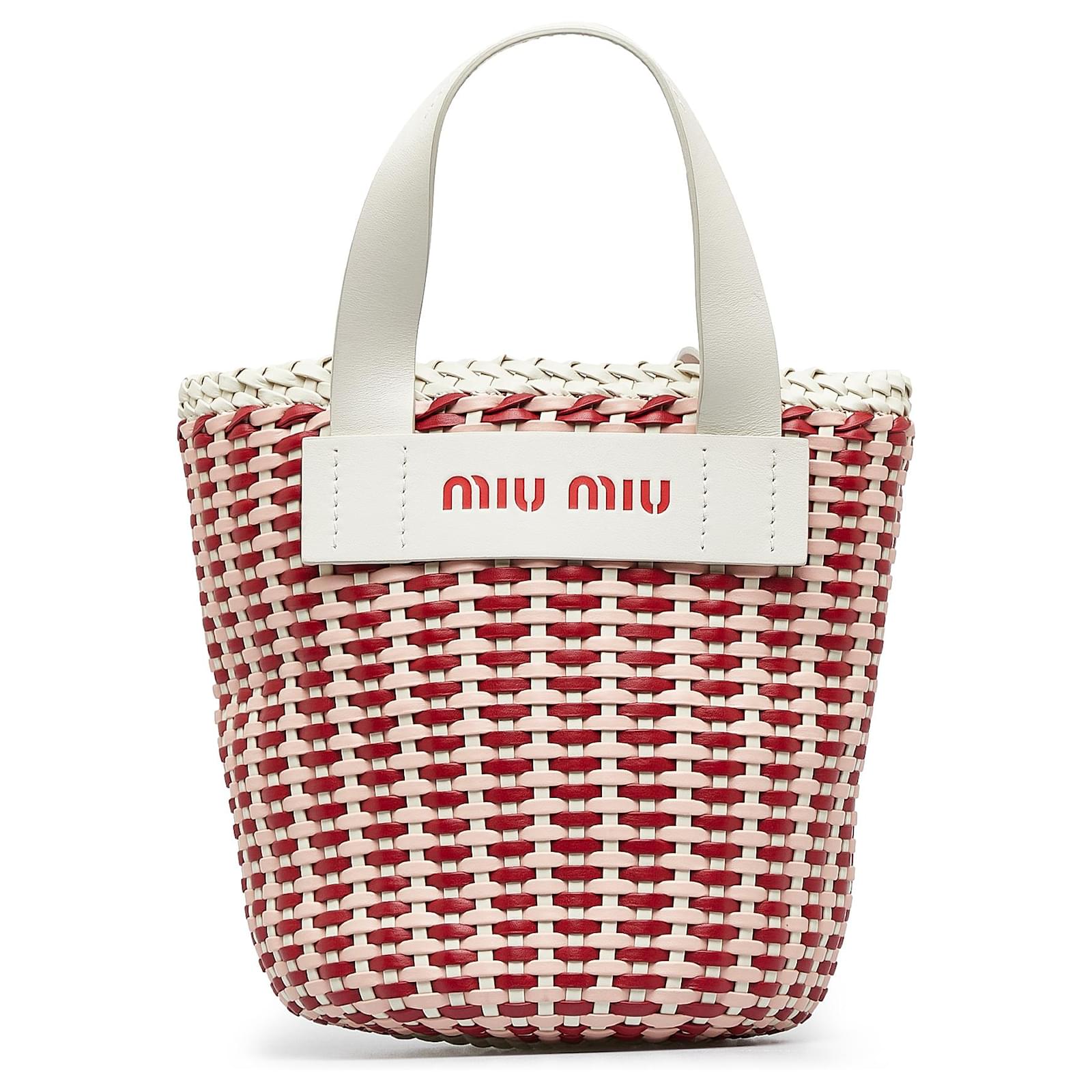 Miu Miu Multi Woven Leather Tote Bag Multiple colors Pony-style