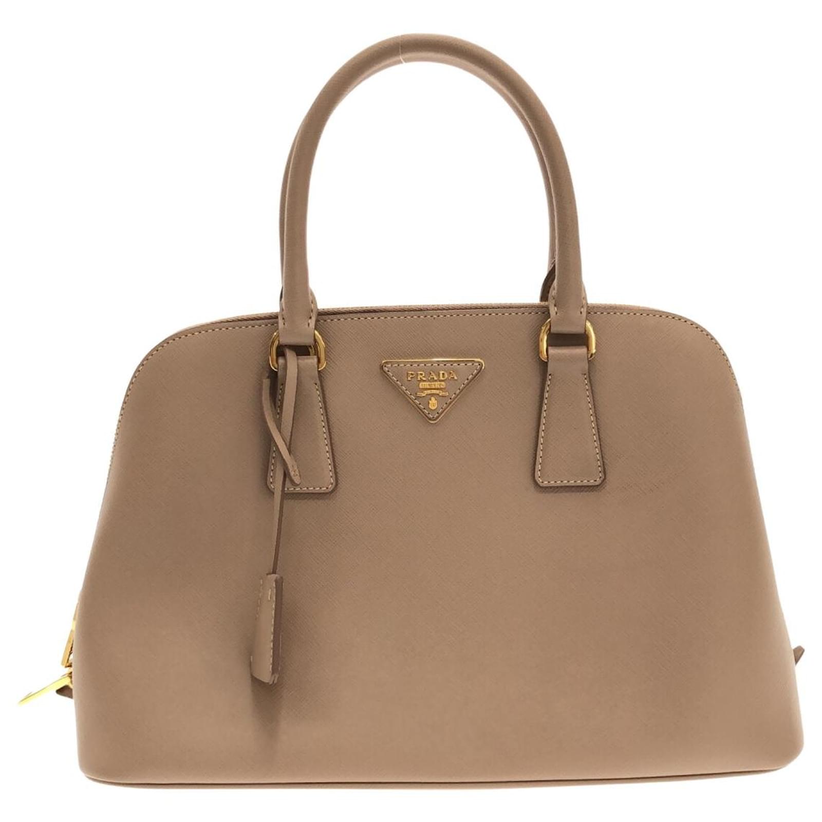 Prada Begonia Saffiano Lux Leather Medium Double Zip Tote Bag