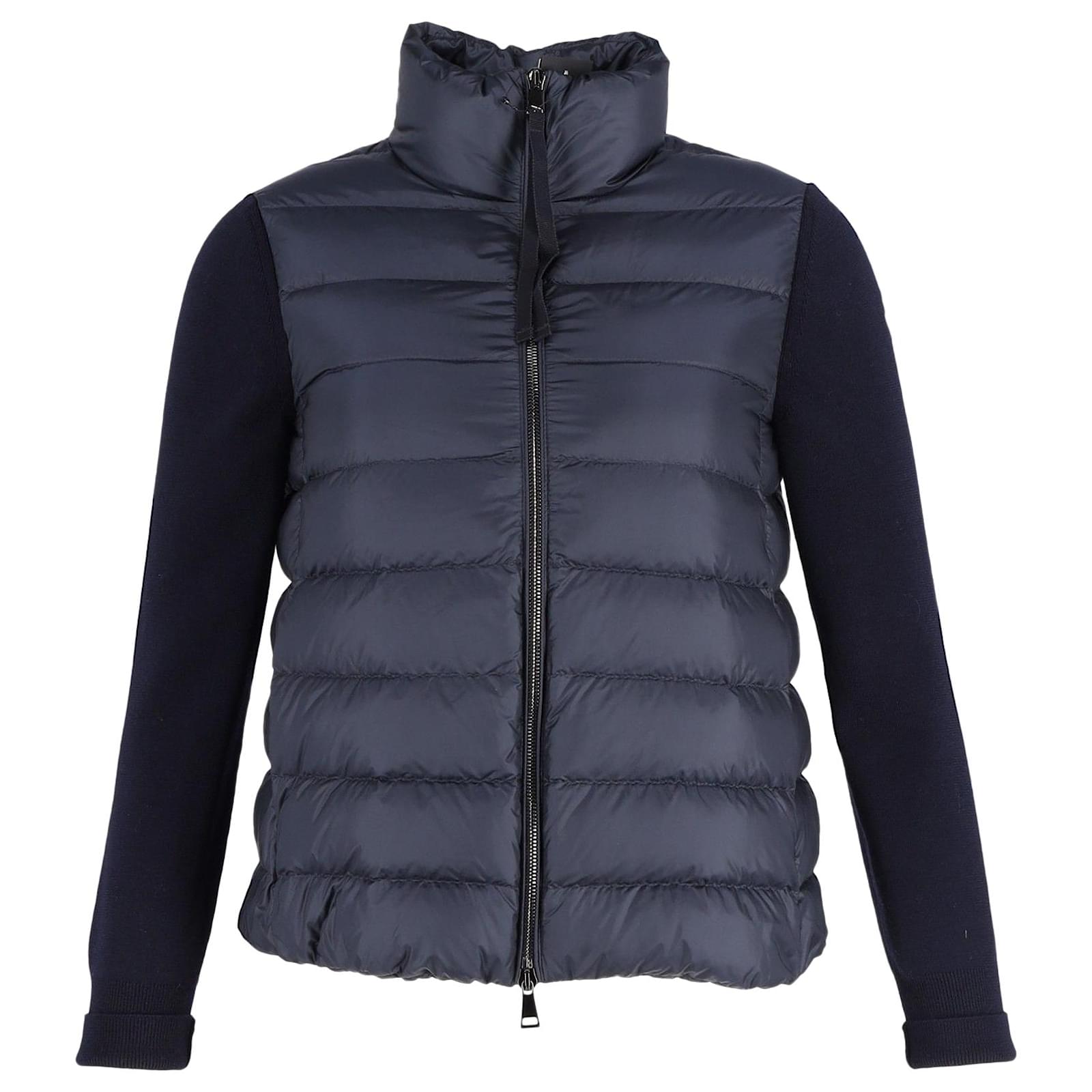 Moncler High-Neck Padded Jacket in Navy Blue Polyamide Nylon ref ...