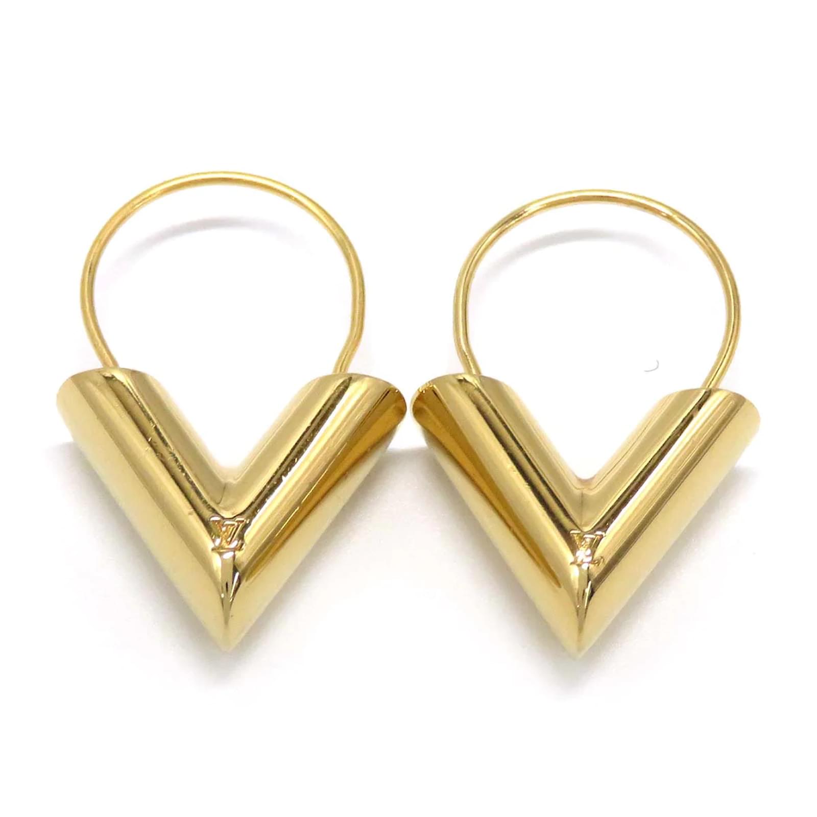 Gold Metal LV Louise Hoop Earrings