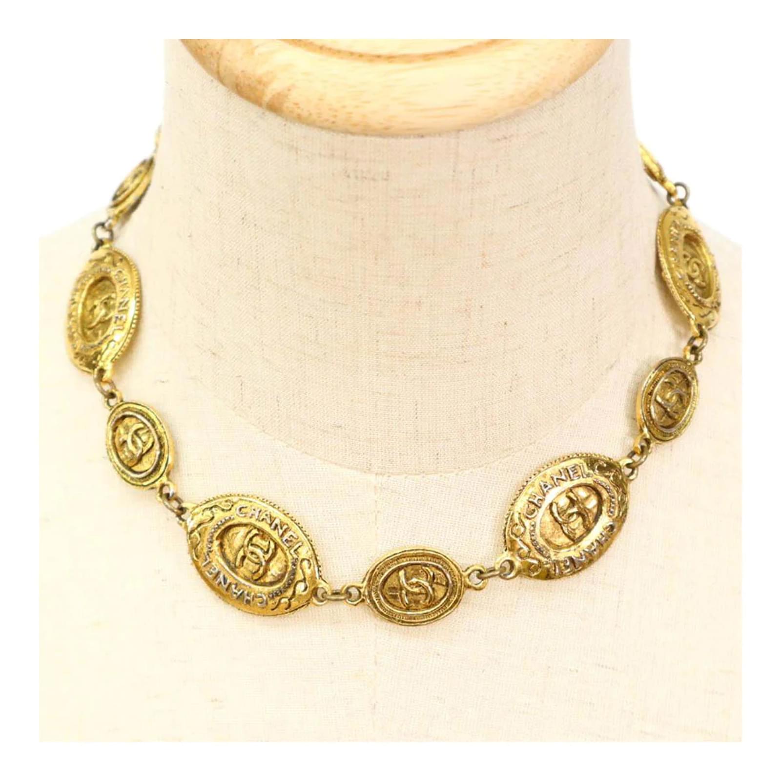 Chanel Vintage Gold Metal Quilted CC Medallion Chain Necklace, 1994  Available For Immediate Sale At Sotheby's
