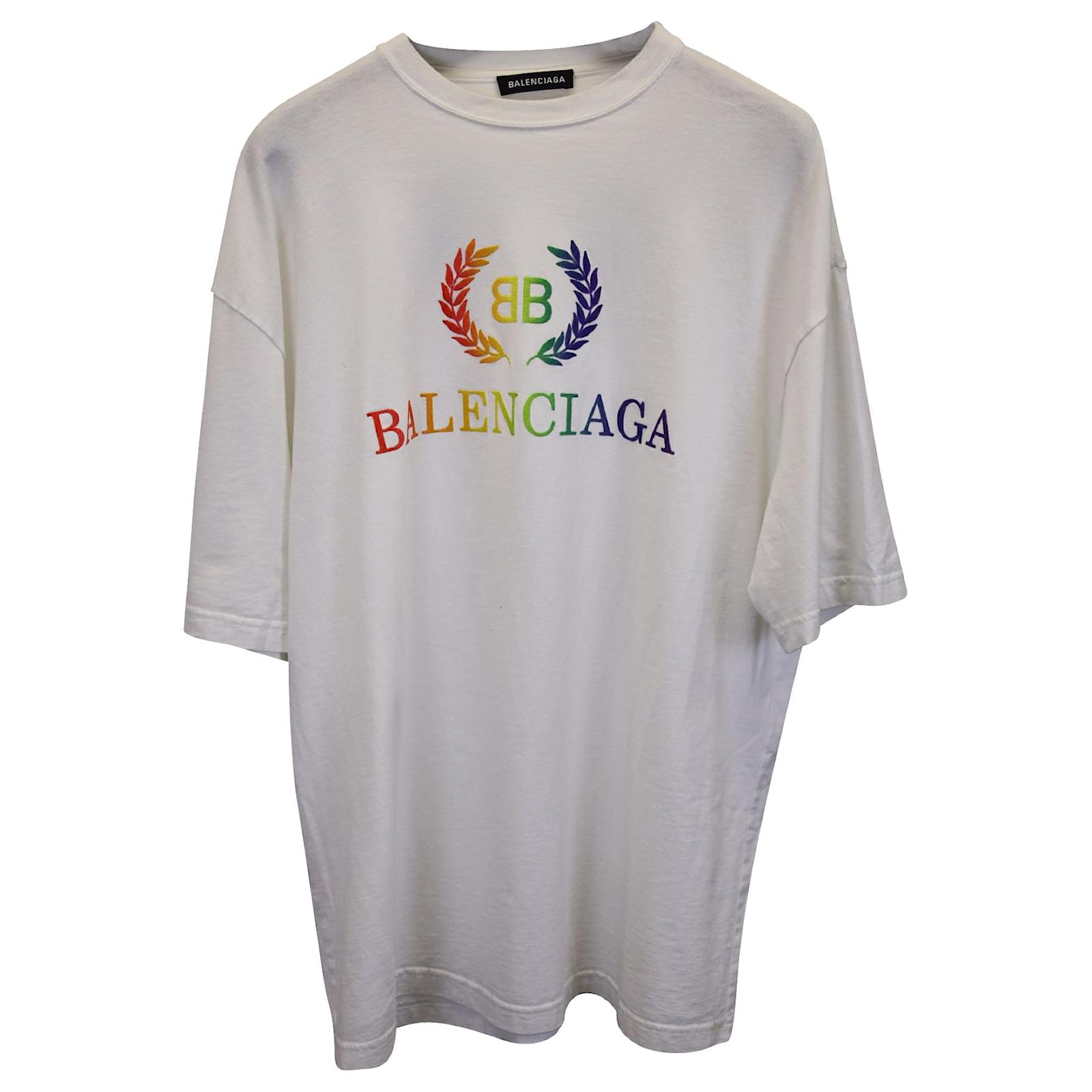 Konserveringsmiddel tildeling bånd Balenciaga Laurier Rainbow Logo T-Shirt in White Cotton ref.1014701 - Joli  Closet