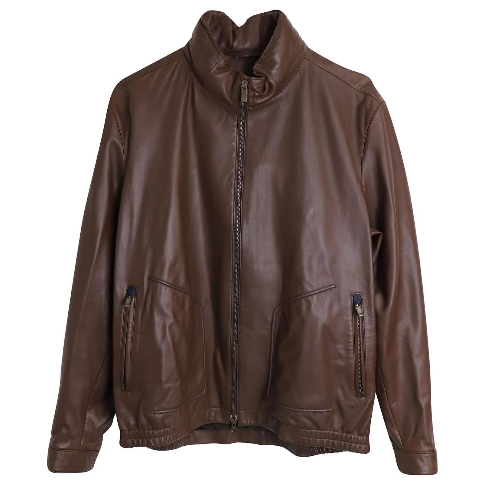 Zegna Reversible Leather Jacket in Brown for Men