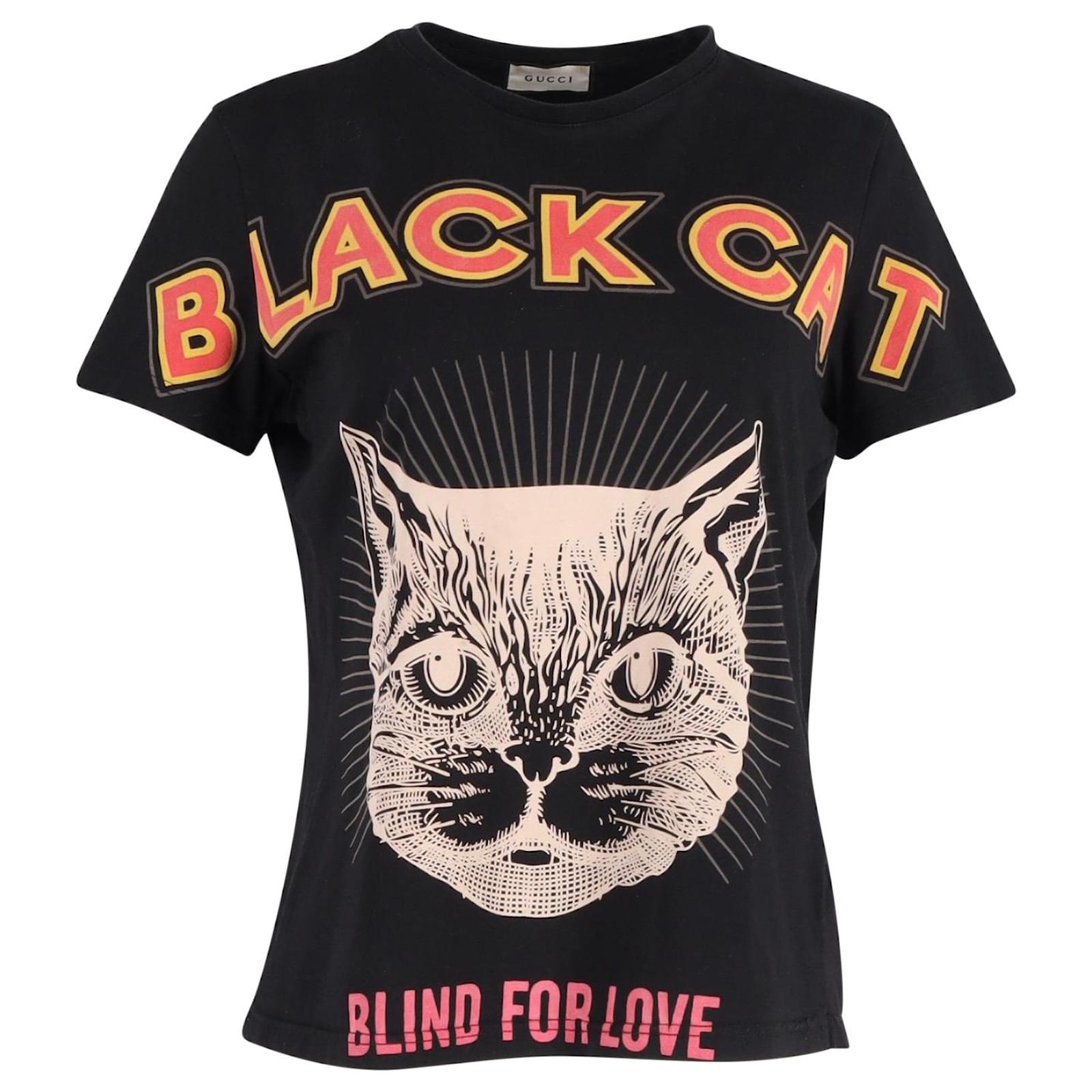 smog medlem Forenkle Gucci Oversized Cat Print T-Shirt in Black Cotton ref.1014984 - Joli Closet