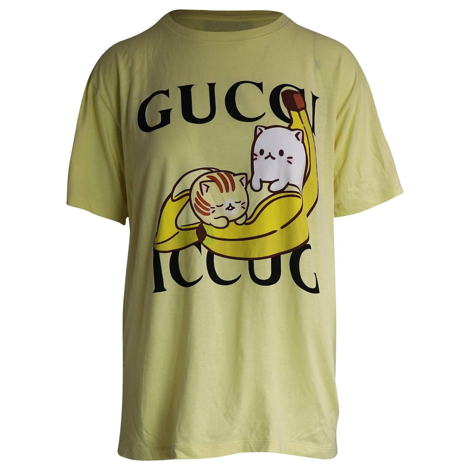 Camiseta Gucci con estampado Bananya de algodón amarillo ref