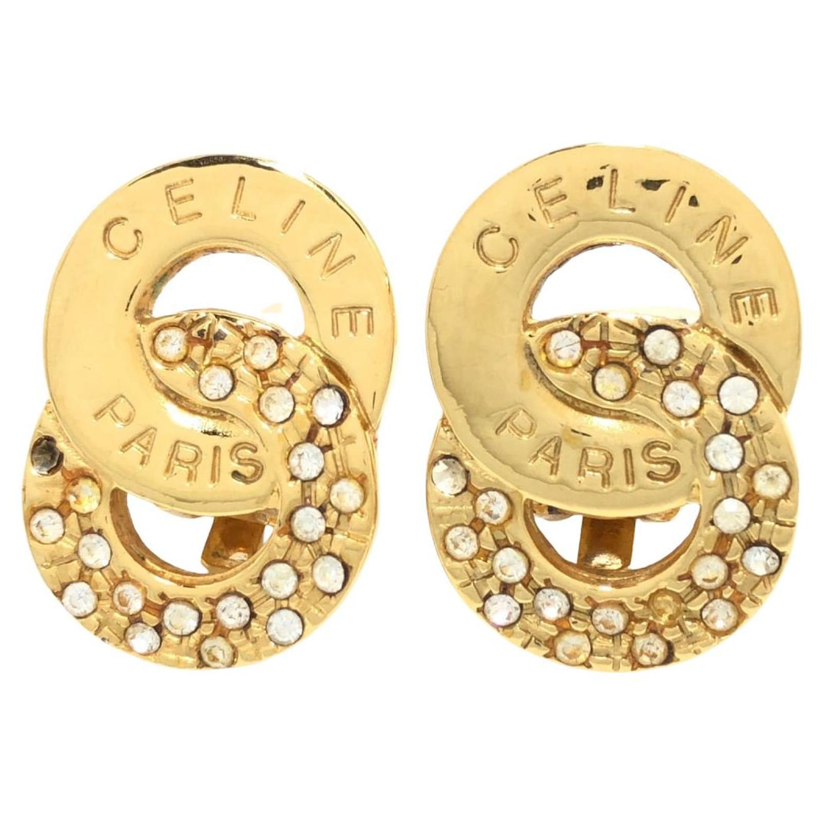 Celine Gold Metal Tone Clip On Earrings