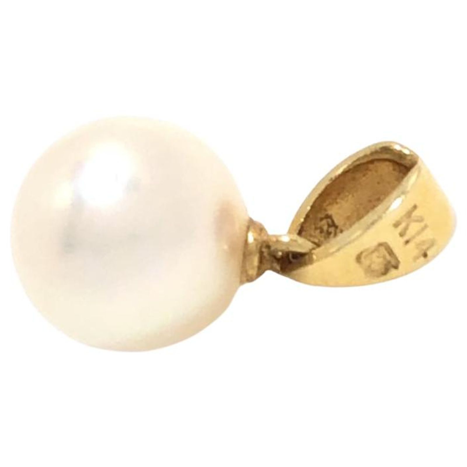 Collier Pendentif Mikimoto - Perle Sur Or Jaune 14 Carats (K14YG) - Longueur 17.3 Pouces - Occasion