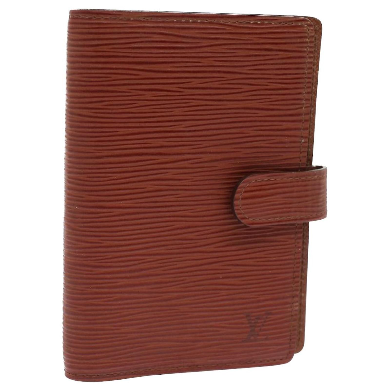 LOUIS VUITTON Epi Agenda PM MM Day Planner Cover Red Brown LV Auth