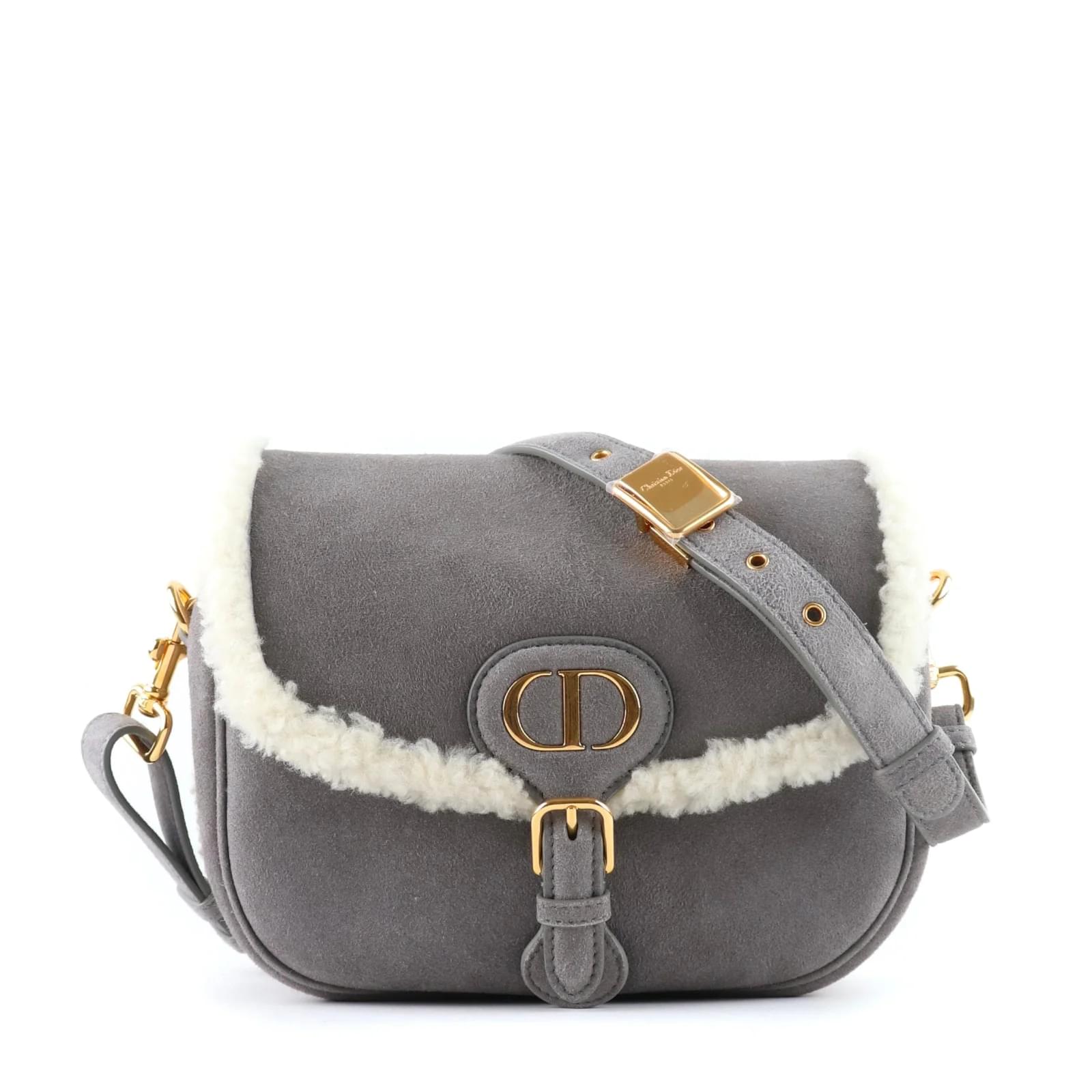 Dior - Bobby Medium shoulder bag in suede and wool Grey Leather ref.1015854  - Joli Closet