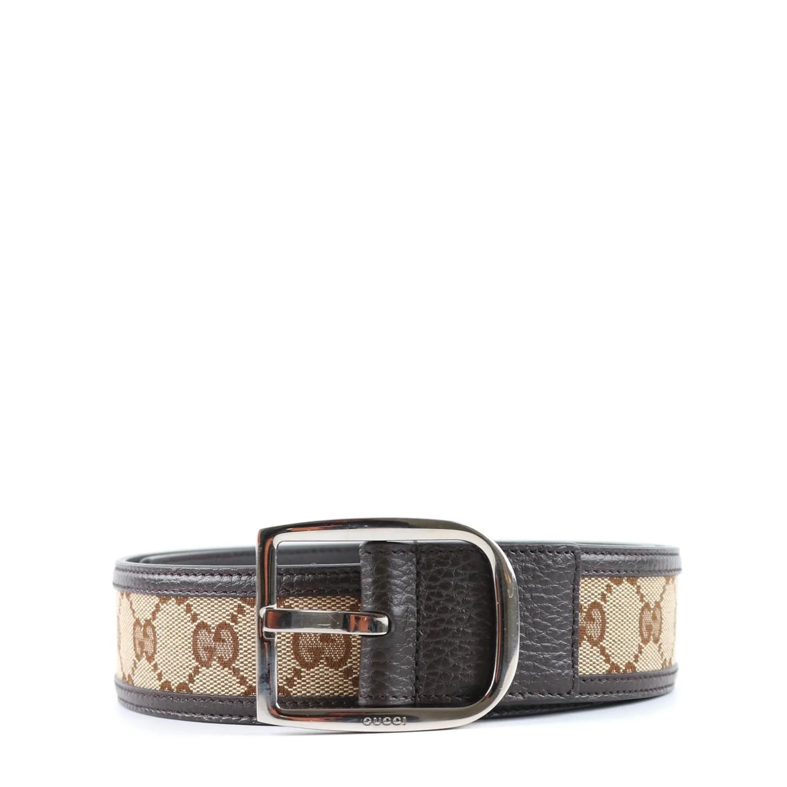 Burberry House Check Gold Buckle Belt, Brown, 75 for Men