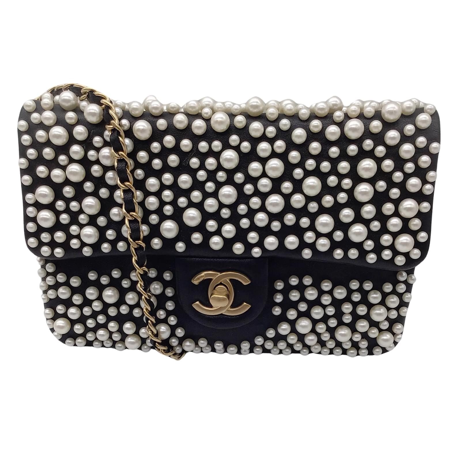 Chanel CC Logo Pearly Pearl Embellished Flap Bag