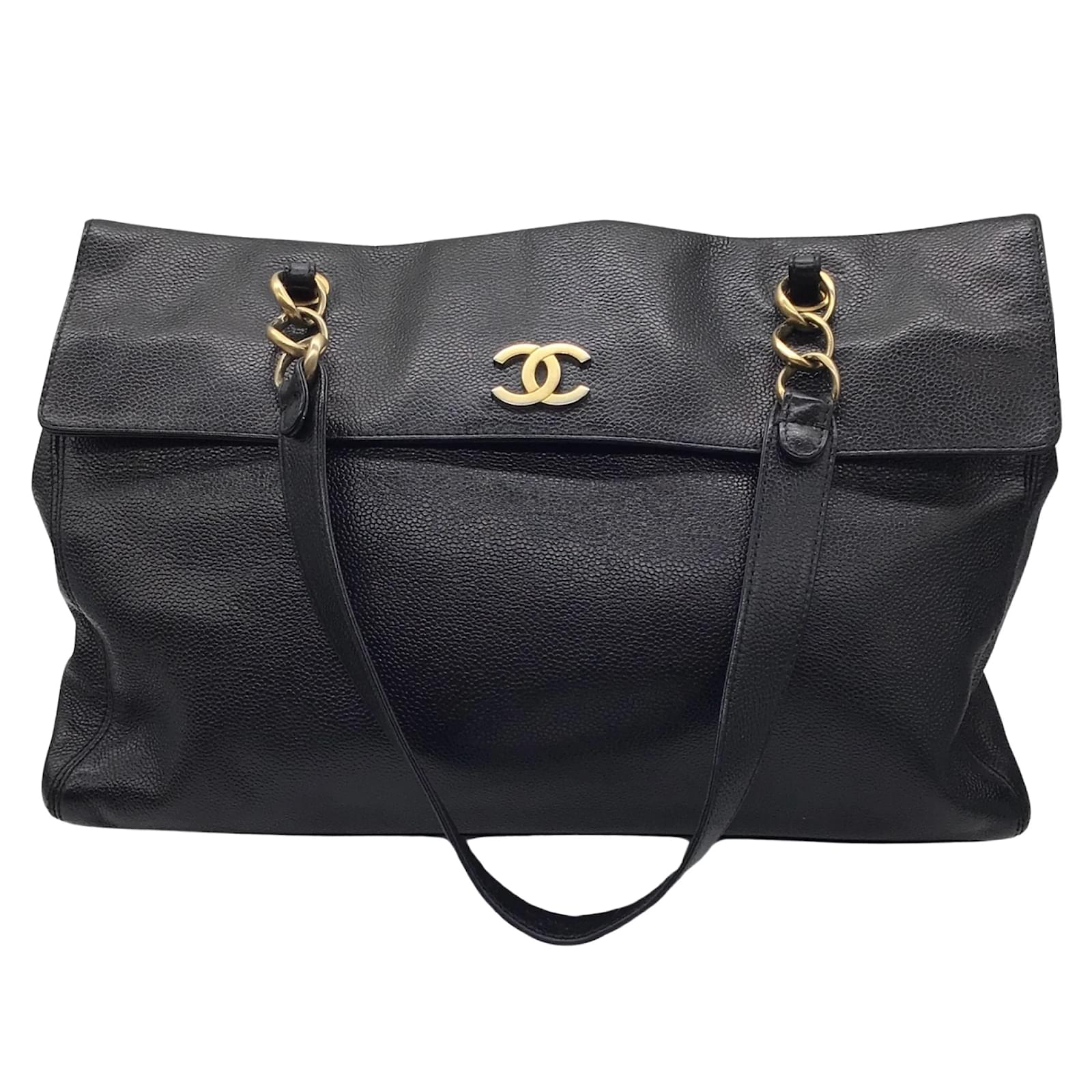 Handbags Chanel Chanel Black / Gold Caviar Leather Executive Tote