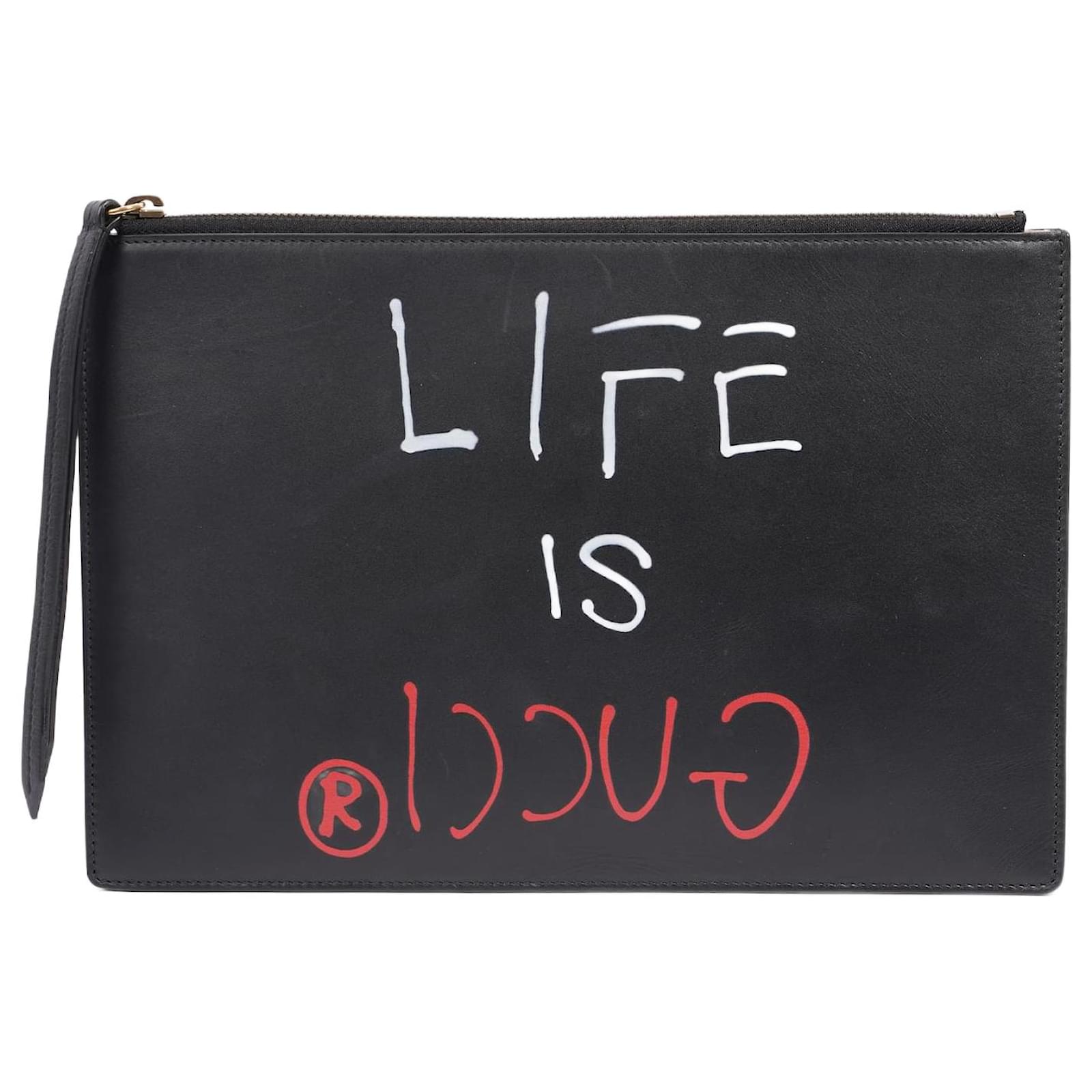 Gucci Gucci is Life Clutch Black Leather ref.1016276 Joli Closet