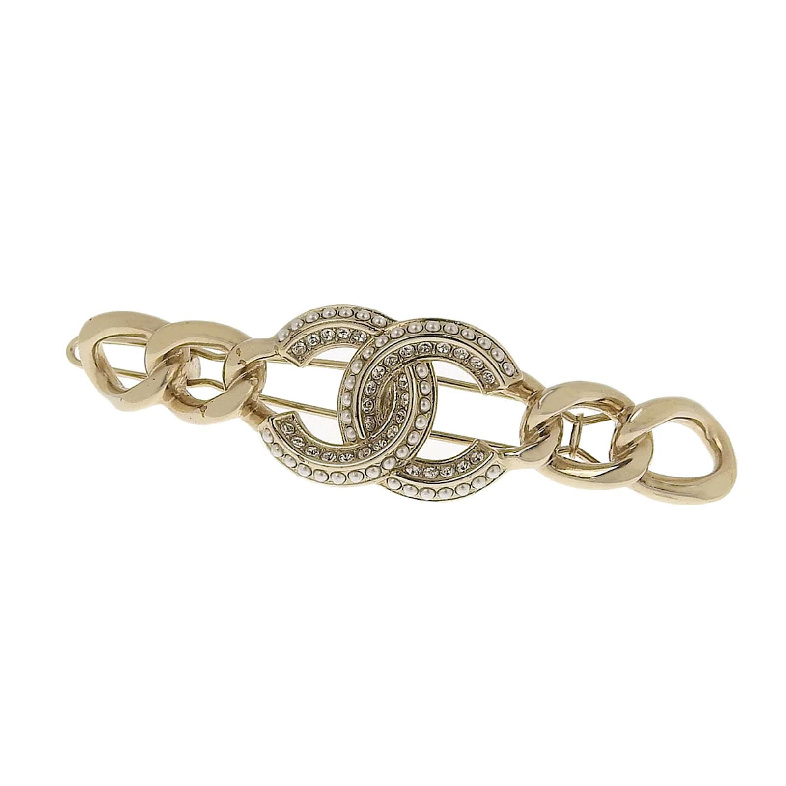 Chanel CC Faux Pearl Barrette Golden Metal ref.1016503 - Joli Closet