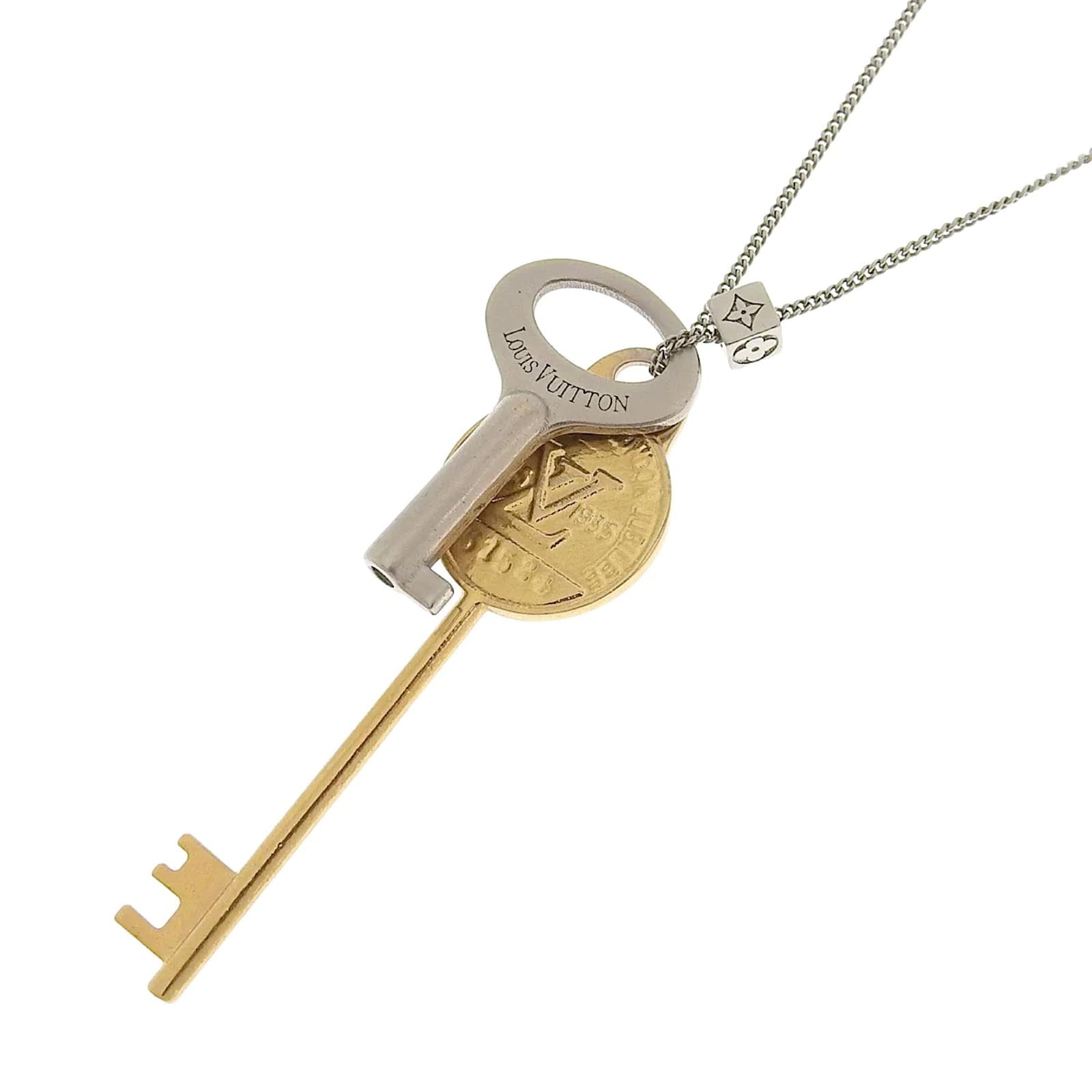 Louis Vuitton LV Key Pendant Necklace MP2842 Silvery Metal ref