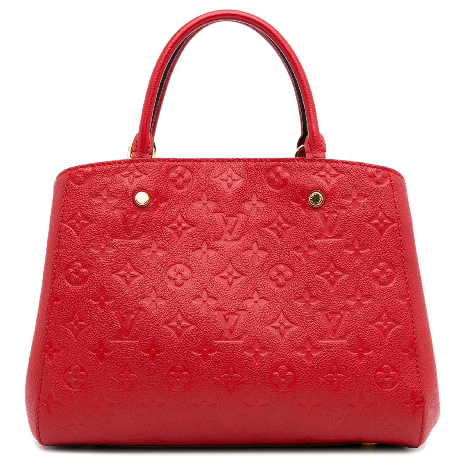 LOUIS VUITTON Montaigne MM Monogram Empreinte Shoulder Bag Red