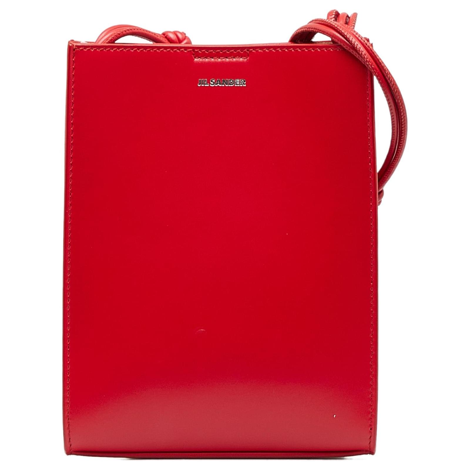 Jil Sander Red Tangle Leather Crossbody Bag Pony-style calfskin
