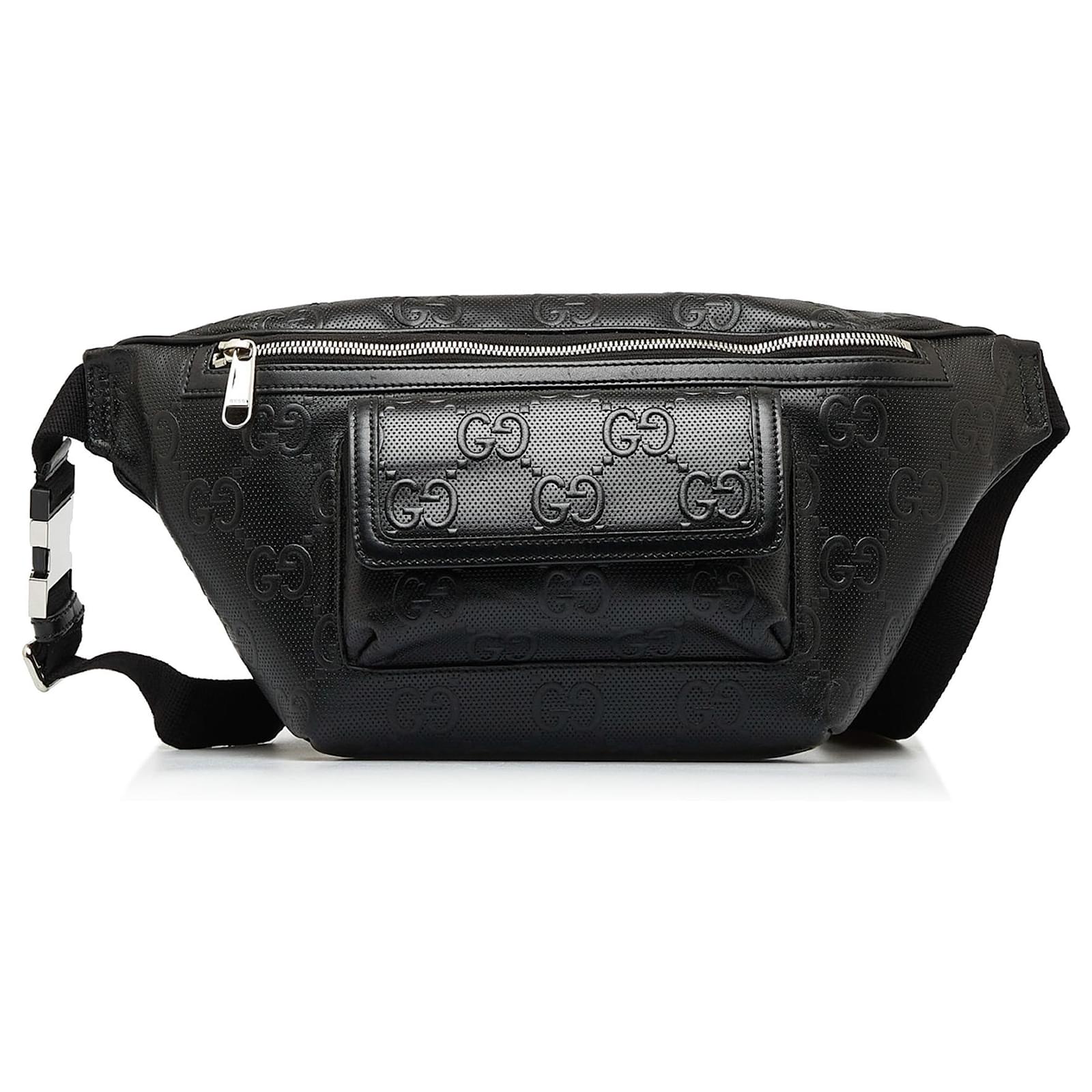 Gucci Gg Embossed Leather Belt Bag - Black