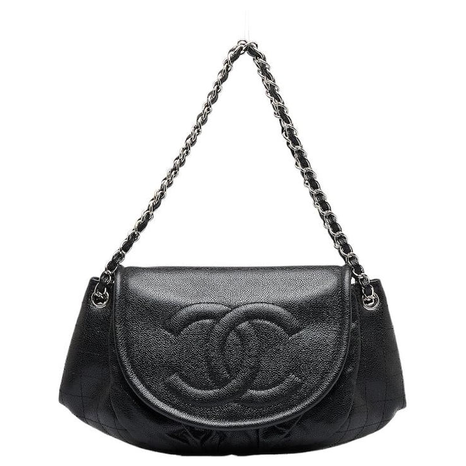 Chanel CC Caviar Half Moon Shoulder Bag Black Leather ref.1016853