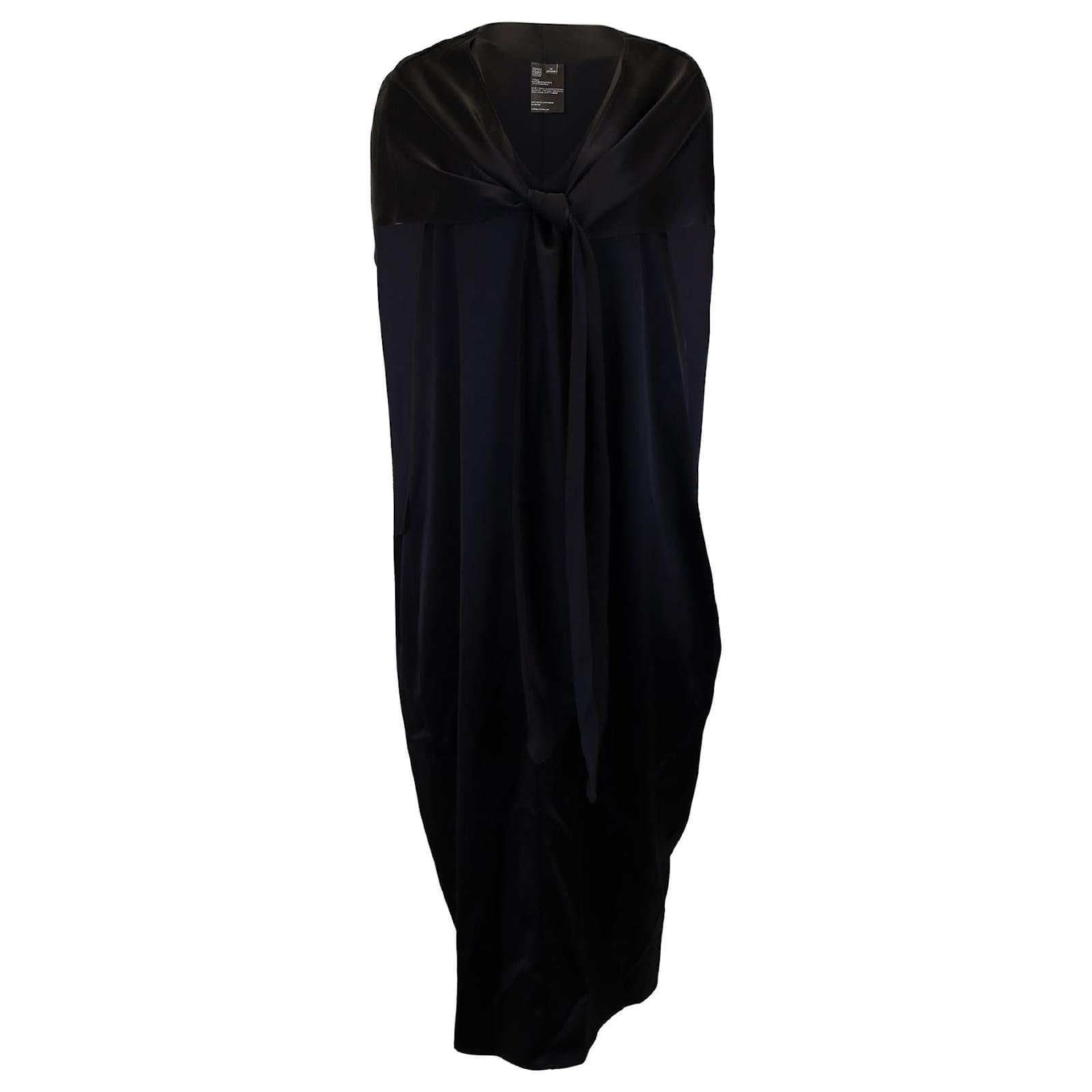 Totême Toteme Knotted Cape Dress in Black Triacetate Synthetic ref ...