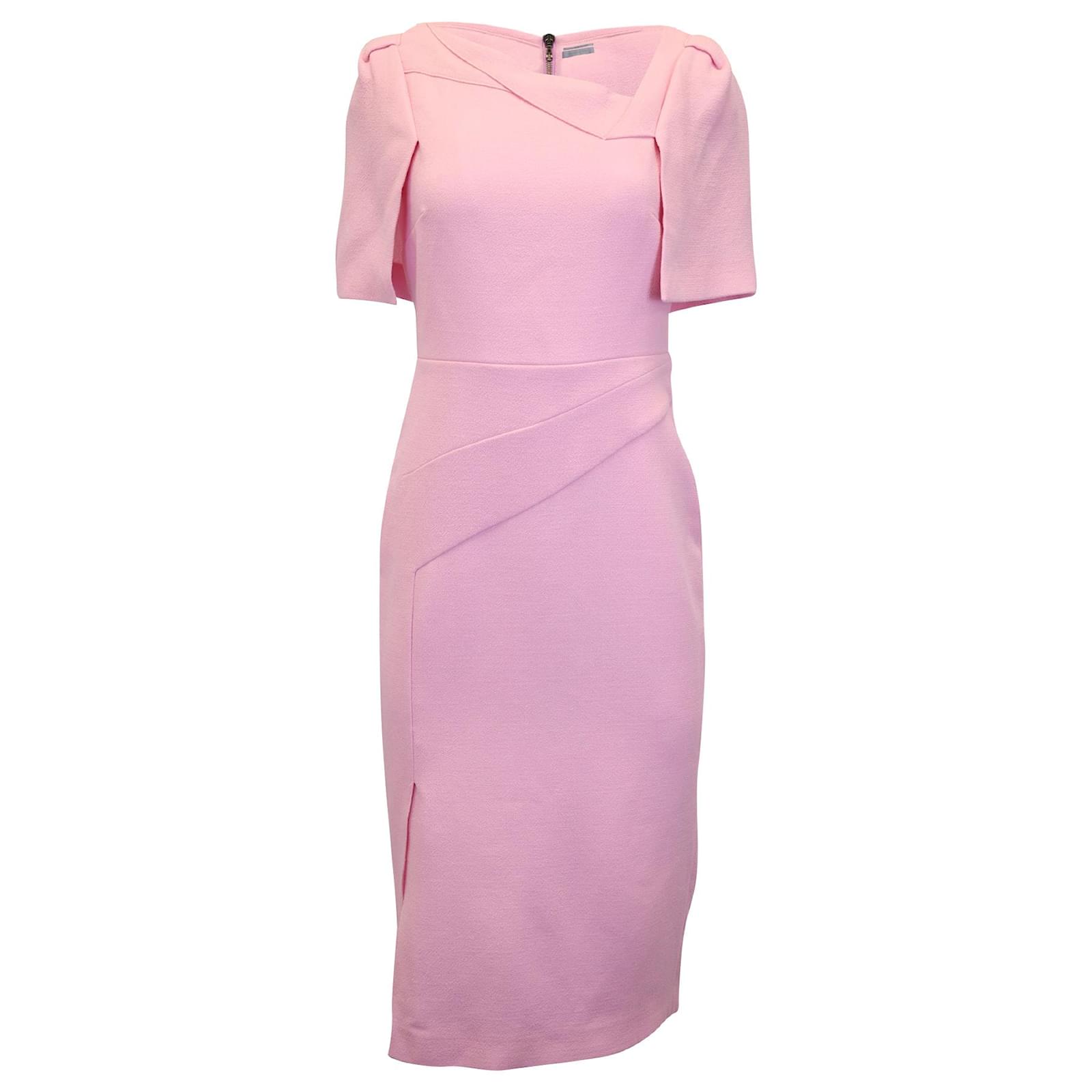 Roland Mouret Fenton Asymmetric Midi Dress in Pink Wool ref.1018030 ...