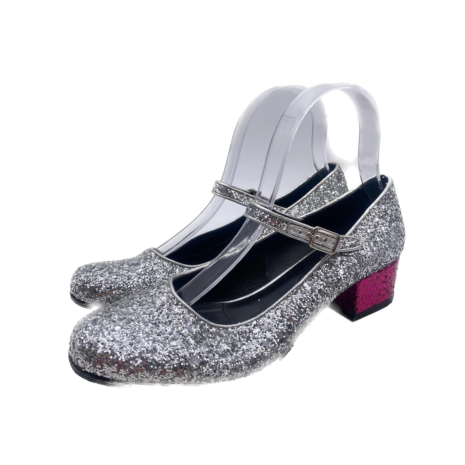 Saint Laurent Pumps calfskin Logo Glitter silver online shopping