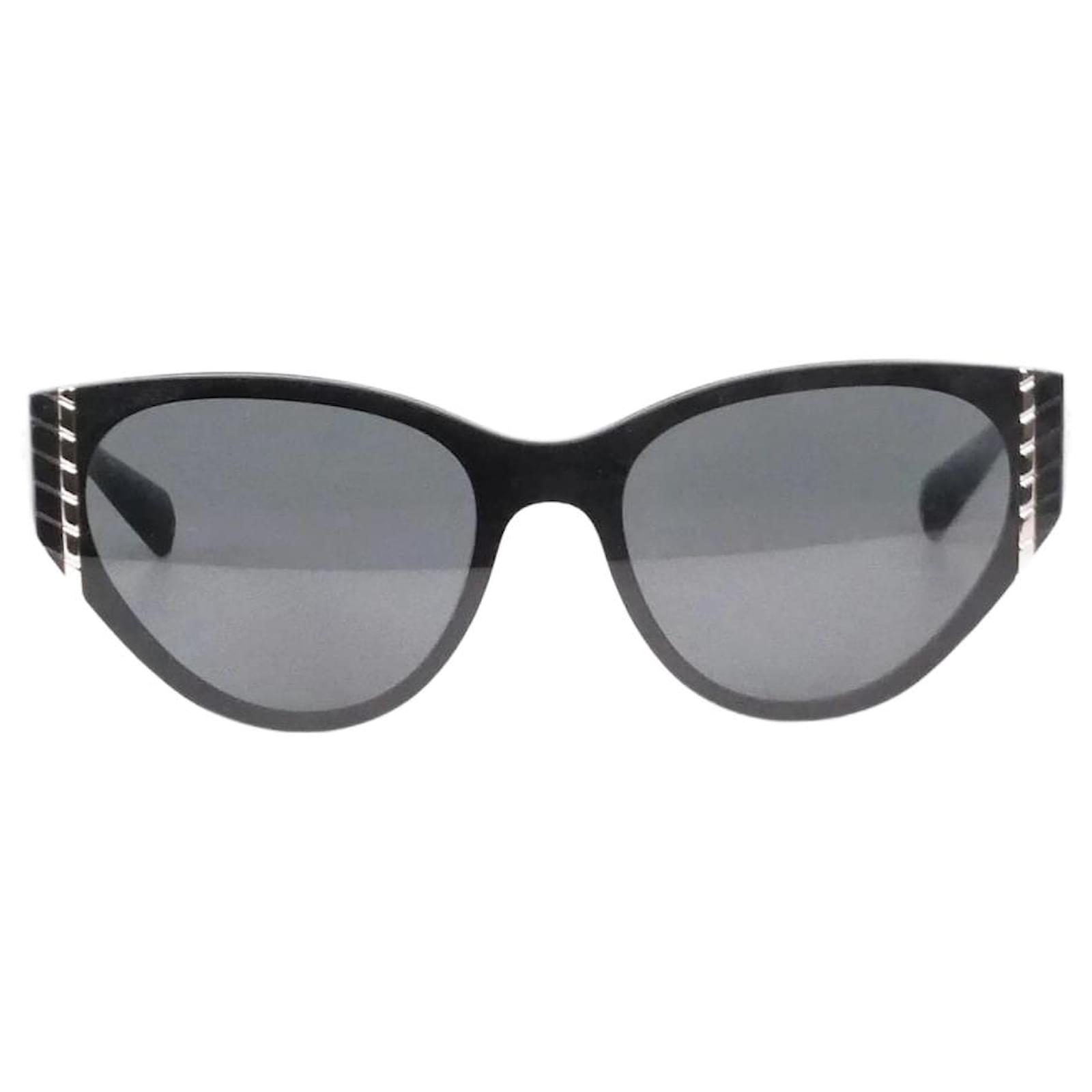 66115 auth CHANEL black 5326 CHAIN CAT EYE Sunglasses
