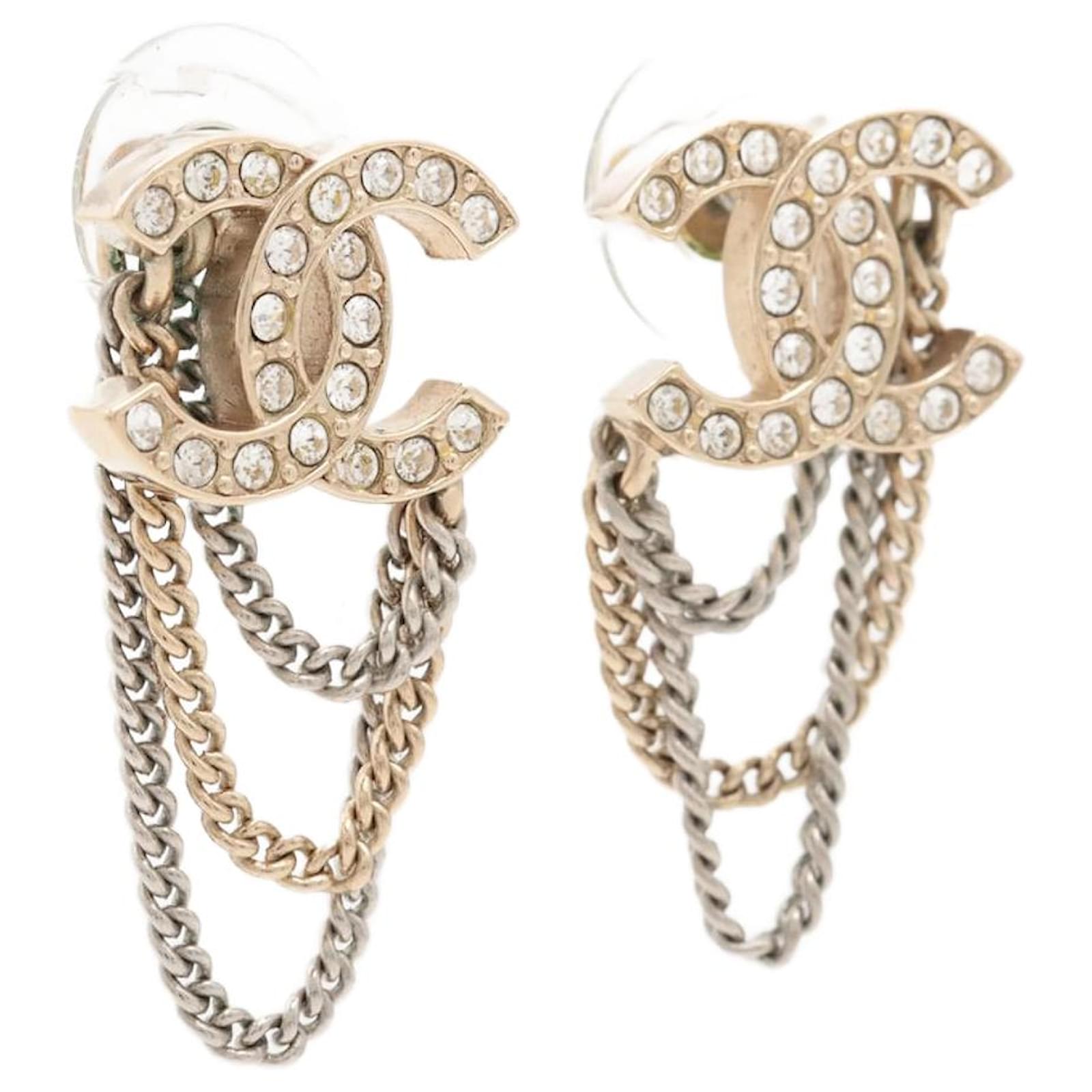 Chanel Gold Coco embellished chain drop earrings Golden ref.1018147 - Joli  Closet