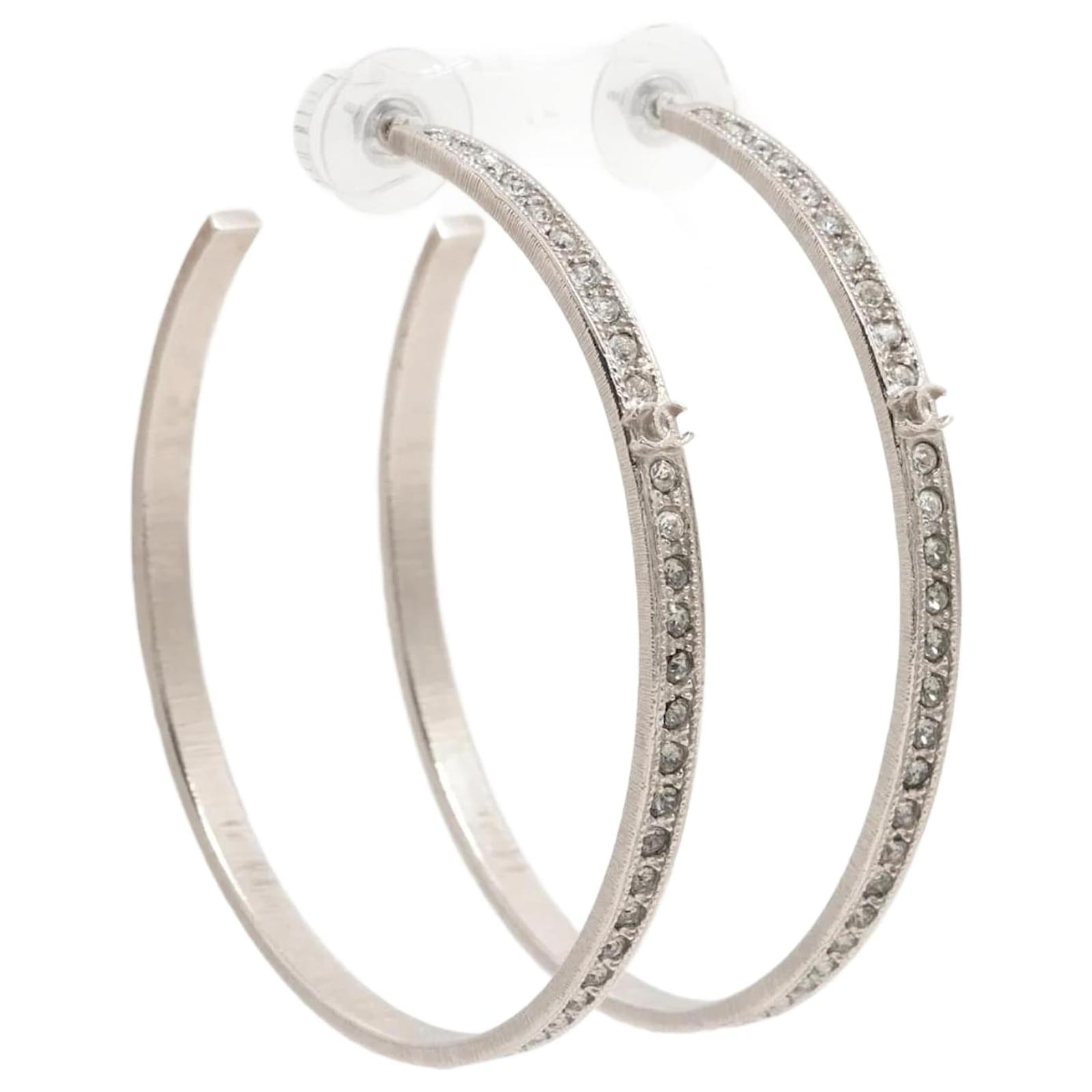 Chanel silver deals hoop earrings