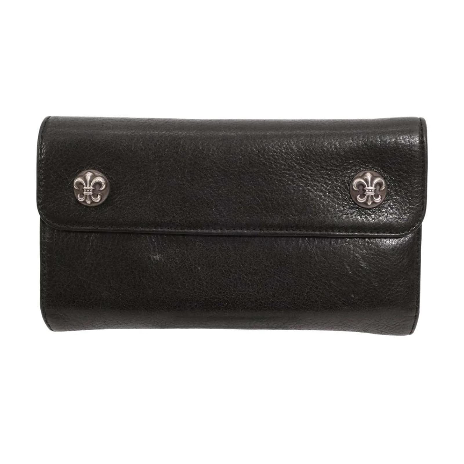 Leather Fleur de Lis Button Wallet