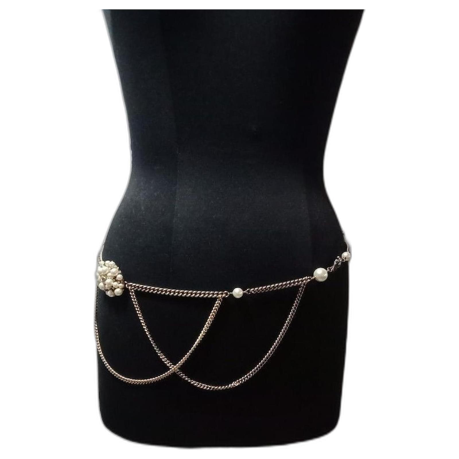 Long Necklaces Chanel CC 04A Pearl Crystal Logo Vintage Long Necklace Belt Chain