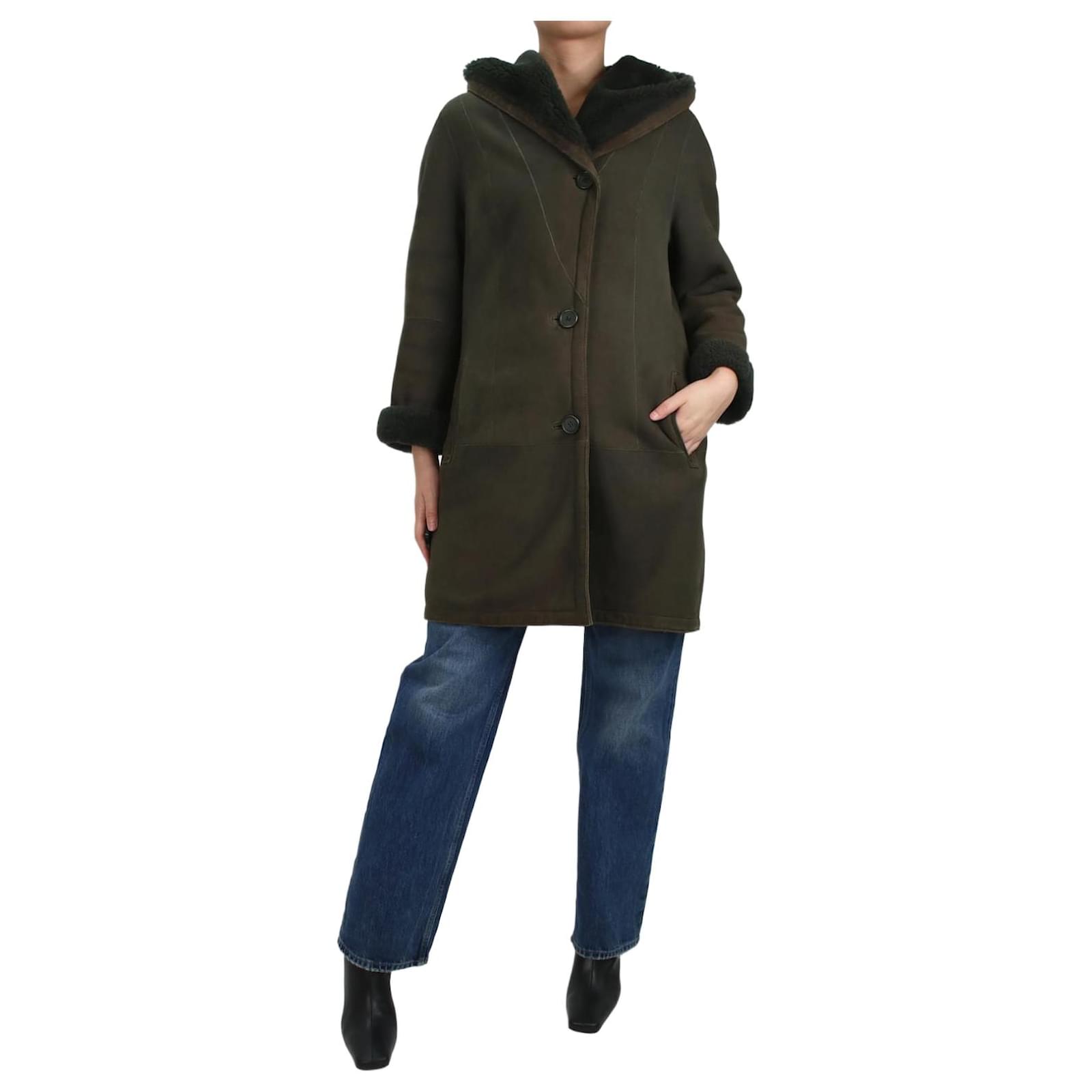 Mantel Lammfelljacke Armani Kapuze Langer Lammfellmantel