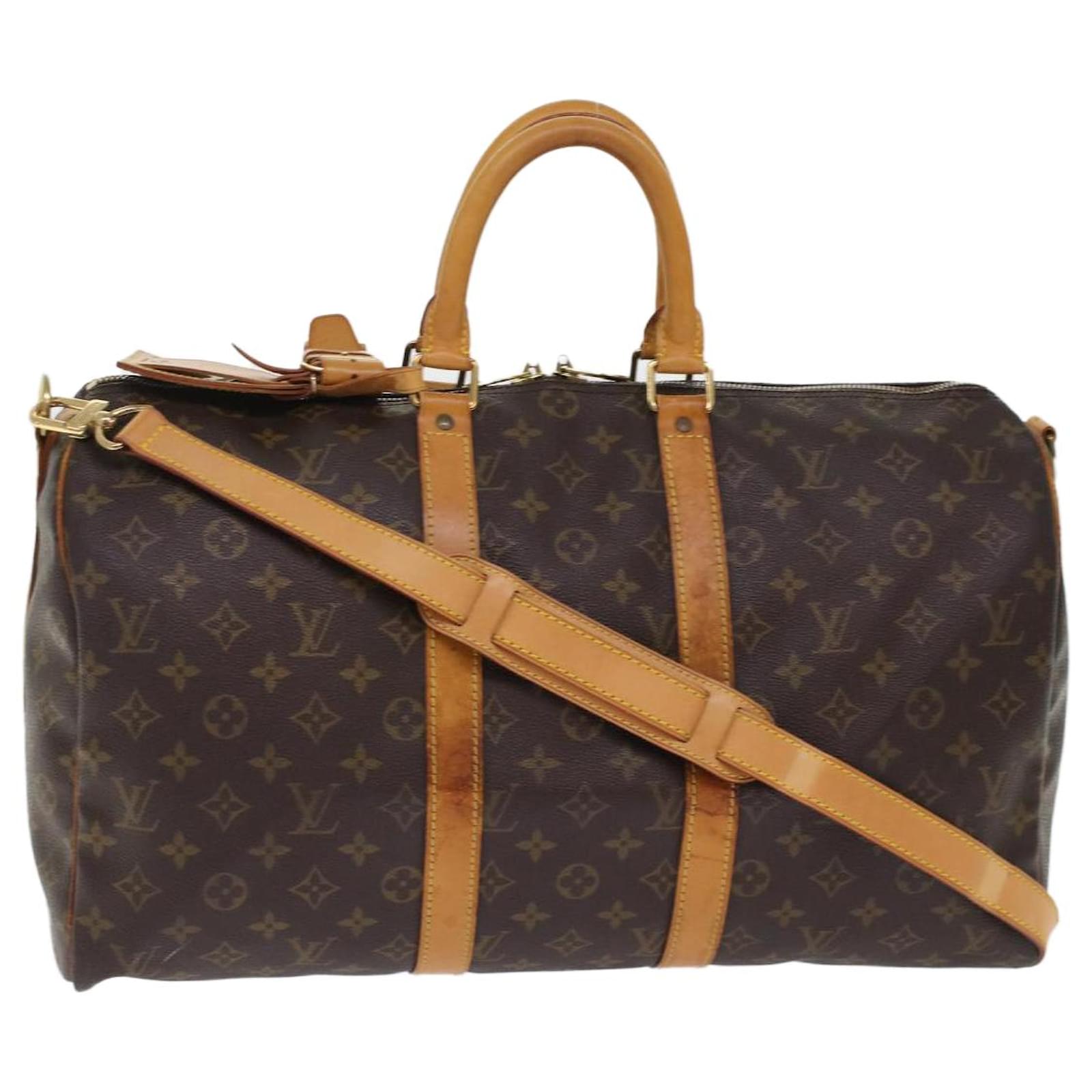 Handbags Louis Vuitton Louis Vuitton Monogram Keepall Bandouliere 45 Boston Bag M41418 LV Auth 47576a