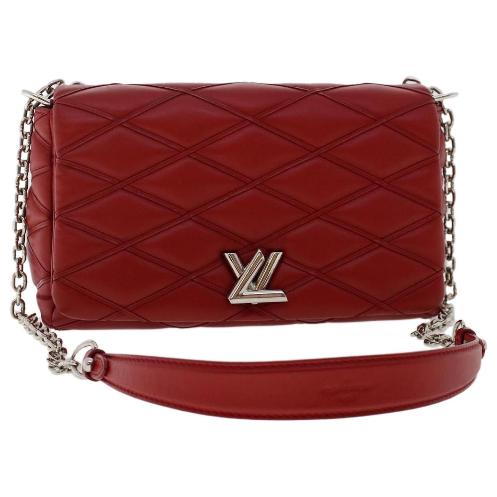 LOUIS VUITTON Quilted Chain Martage Shoulder Bag Leather Red