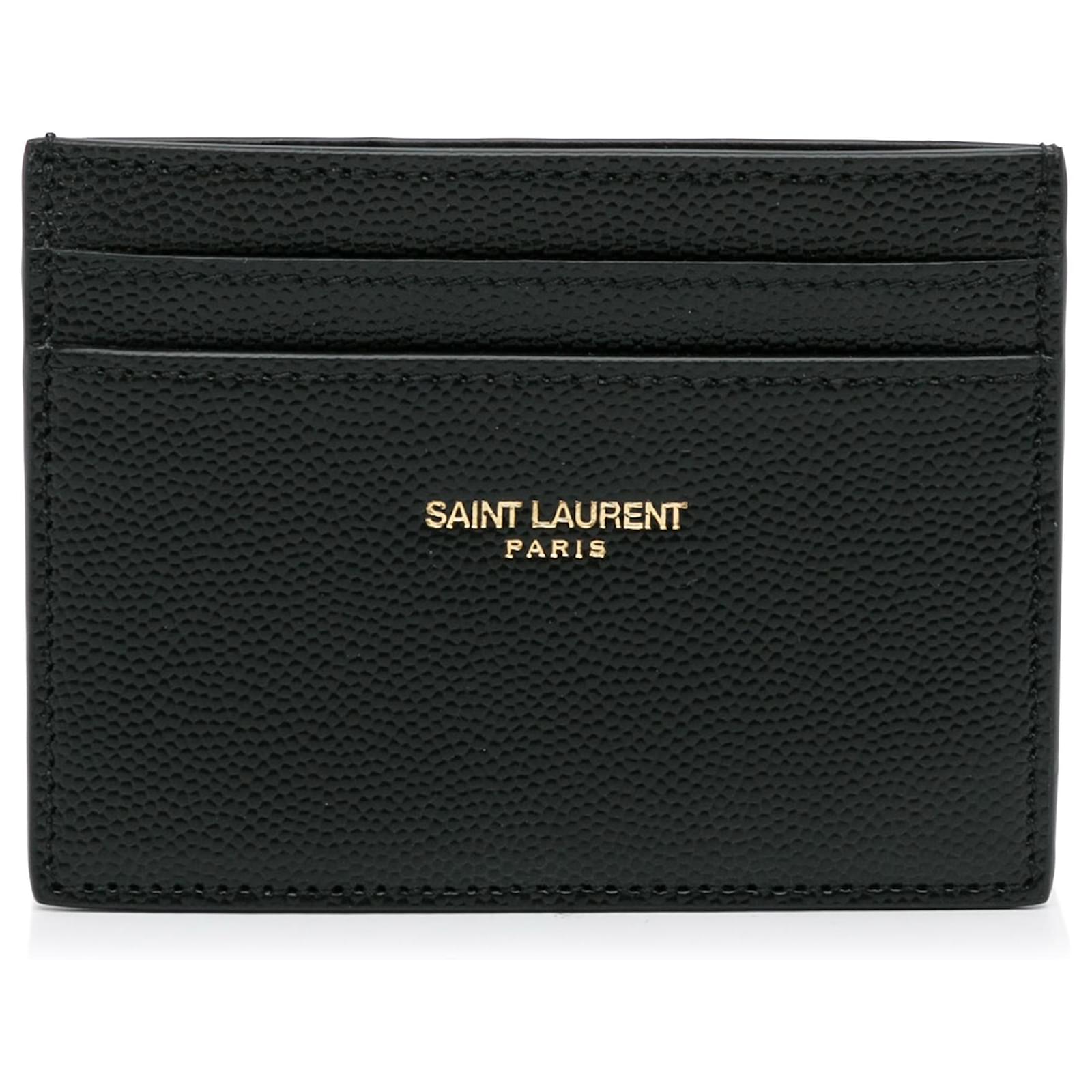 Saint Laurent Black Leather Card Holder Pony-style calfskin ref