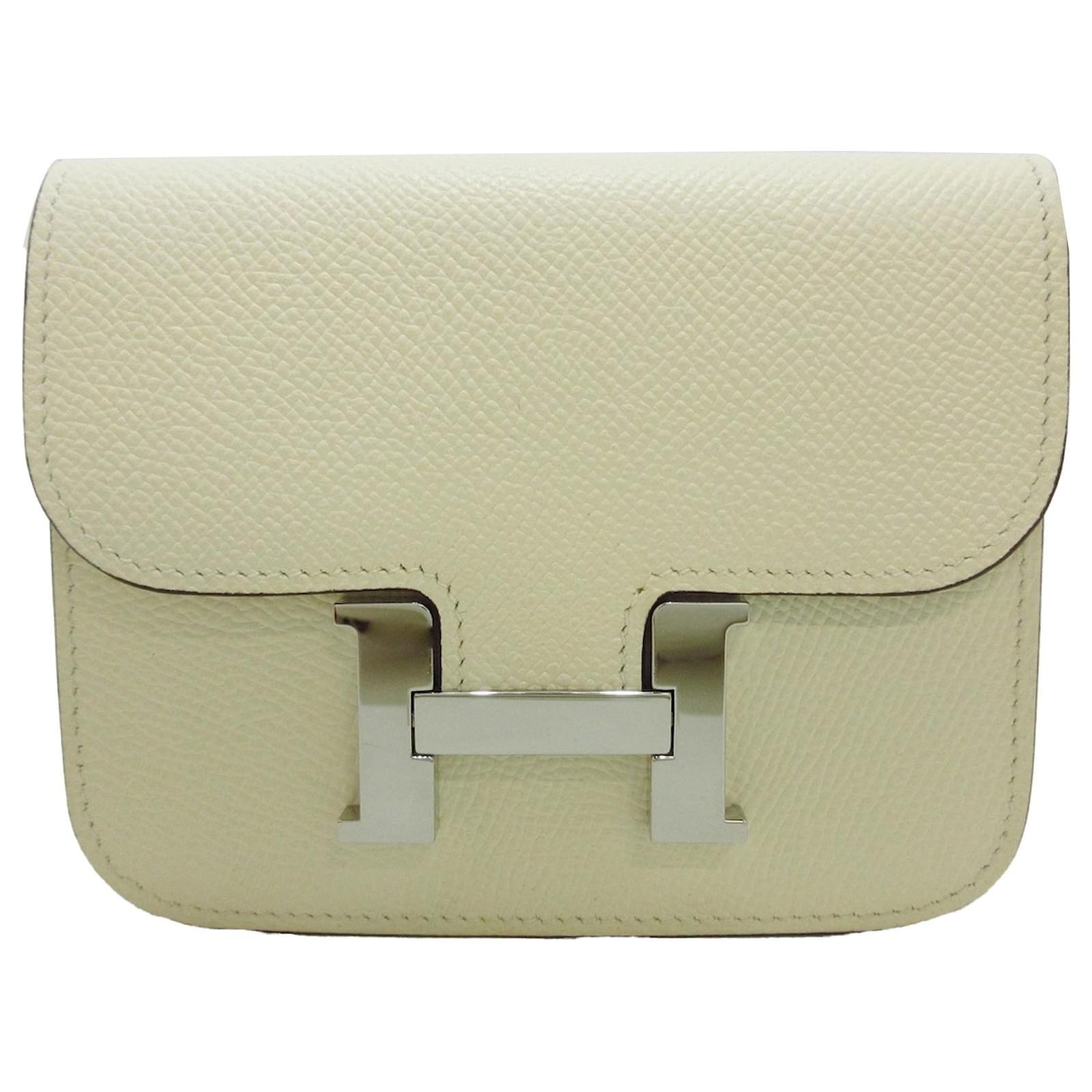 Hermès Hermes White Epsom Constance Slim Compact Wallet Leather Pony-style  calfskin ref.1018859 - Joli Closet