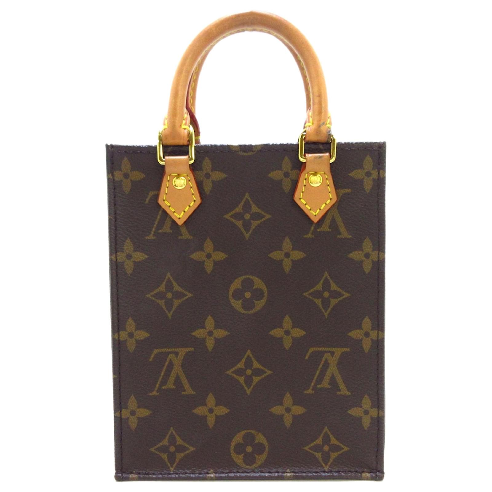 Louis Vuitton Brown Monogram Petit Sac Plat Leather Cloth ref.1018874 -  Joli Closet