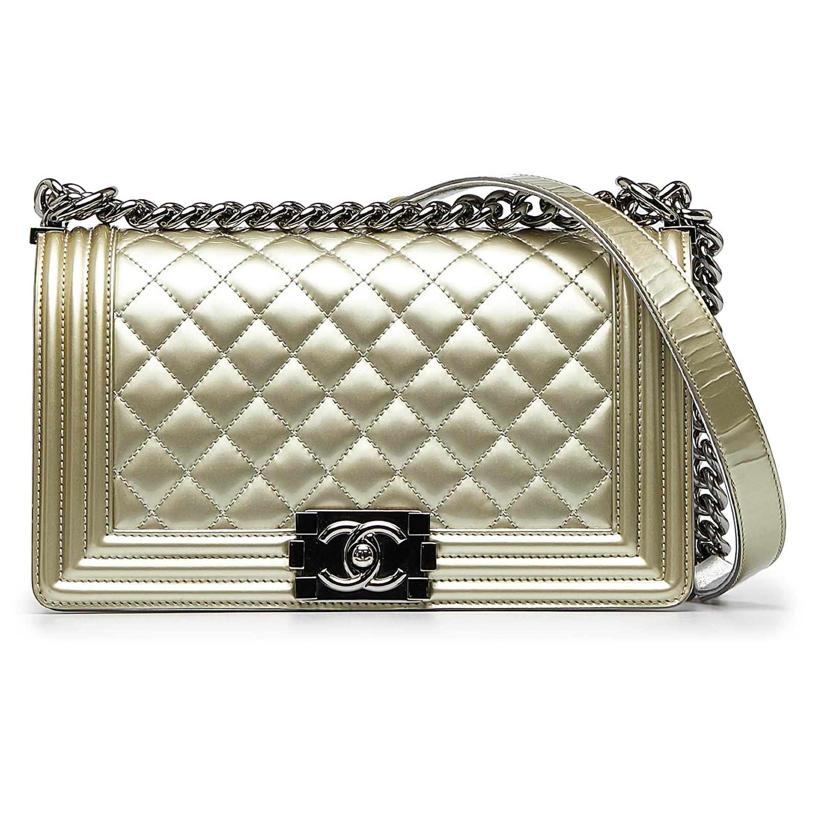 Chanel Gray Quilted Calfskin Medium Boy Bag 