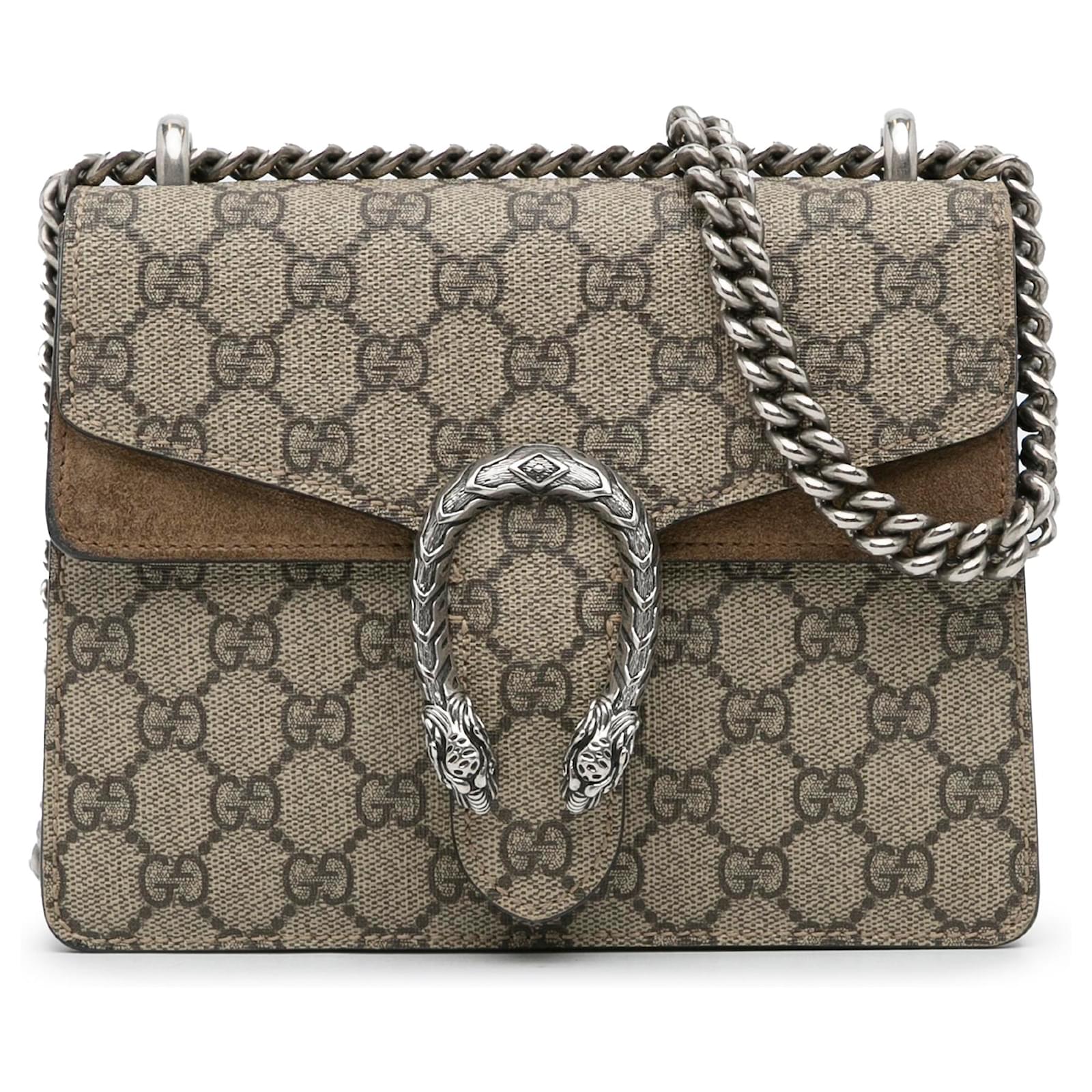 GUCCI Dionysus small leather-trimmed coated-canvas shoulder bag