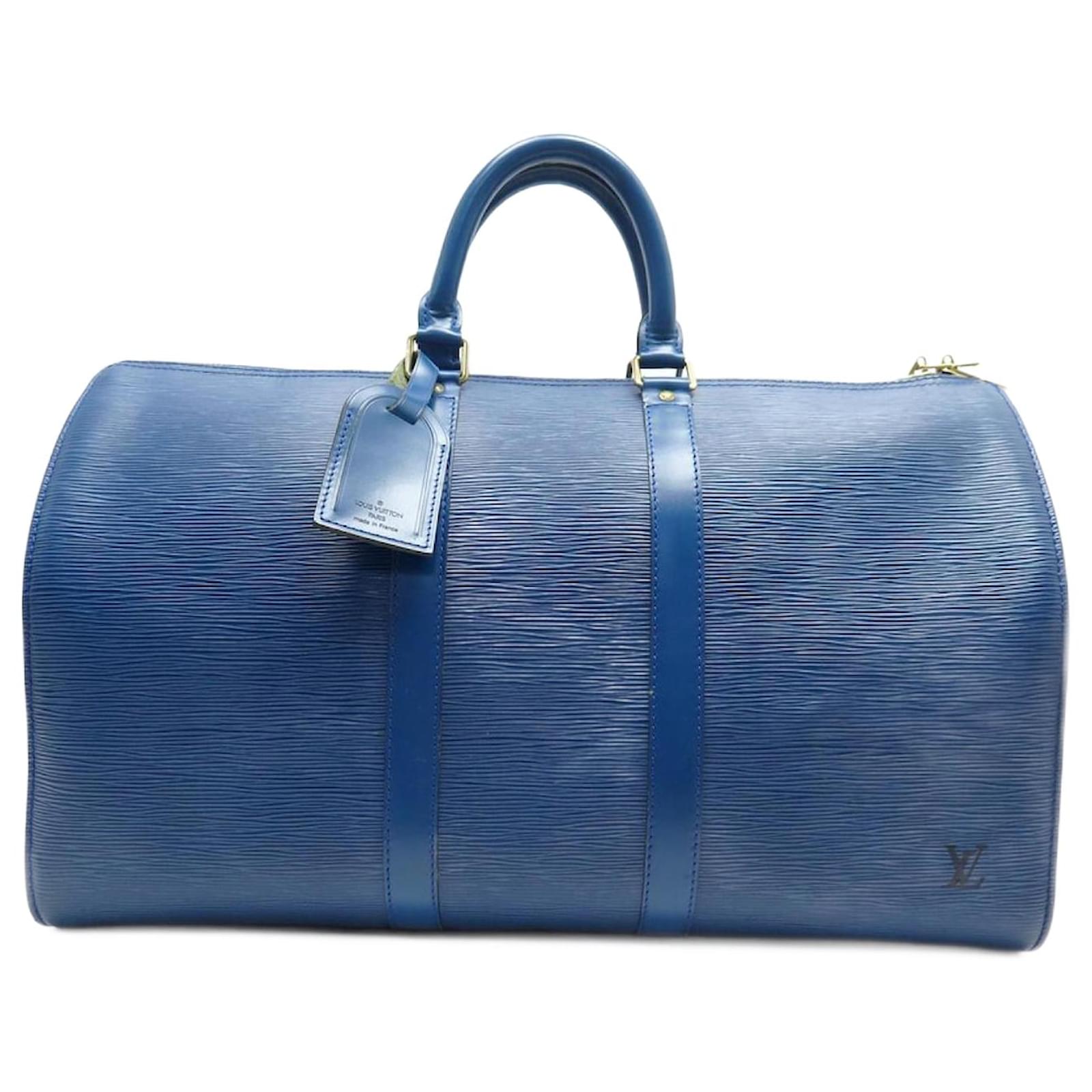 Travel Bag Louis Vuitton Louis Vuitton Keepall Travel Bag 45 in Blue EPI Leather Leather Handbag