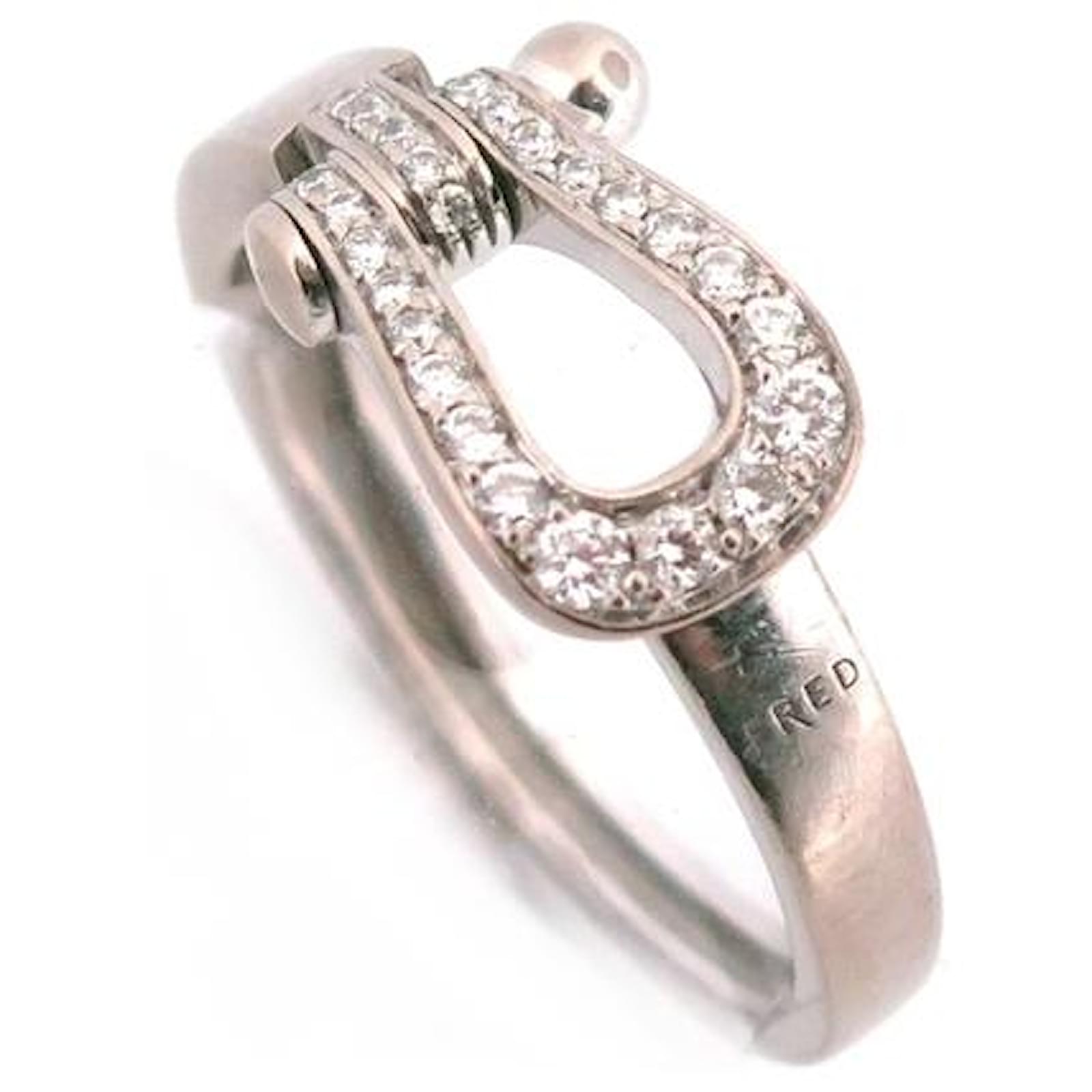Fred Force ring 10 mm 4b0379 taille 56 WHITE GOLD 18K & DIAMONDS