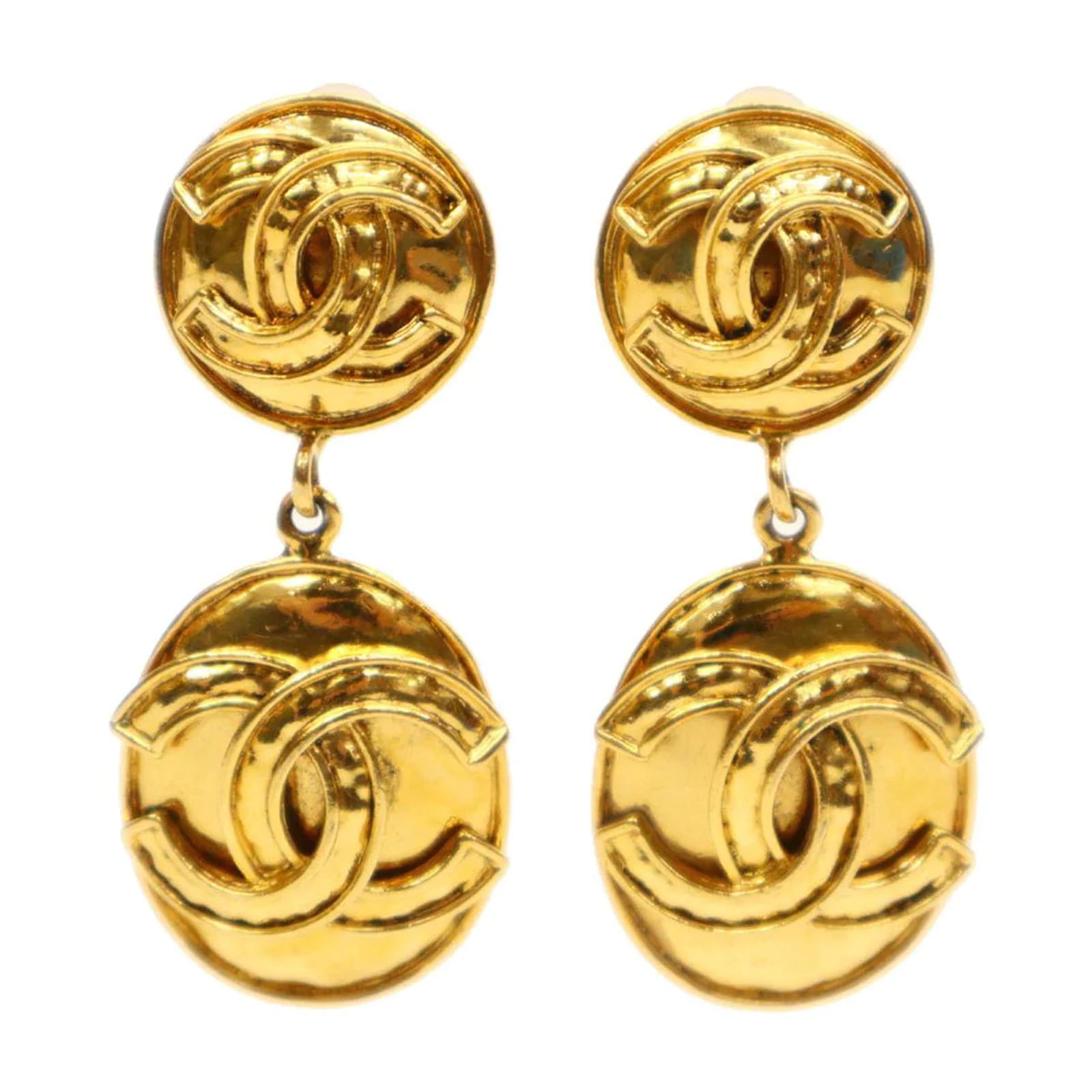 Chanel Gold Metal And Black Satin Woven Chain CC Earrings, 2012 Available  For Immediate Sale At Sotheby's