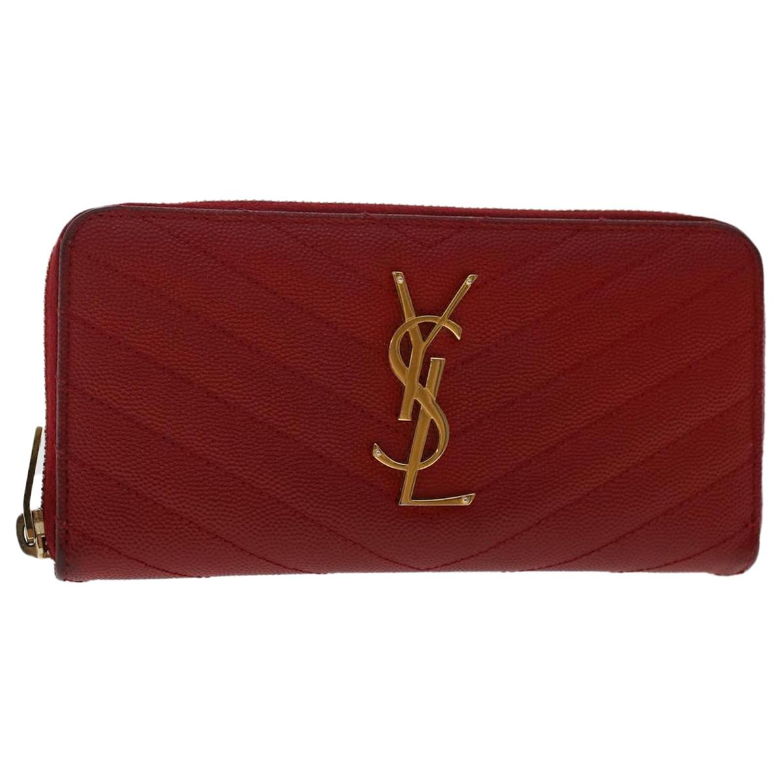 Yves Saint Laurent Tan Leather Zip Around Wallet Yves Saint