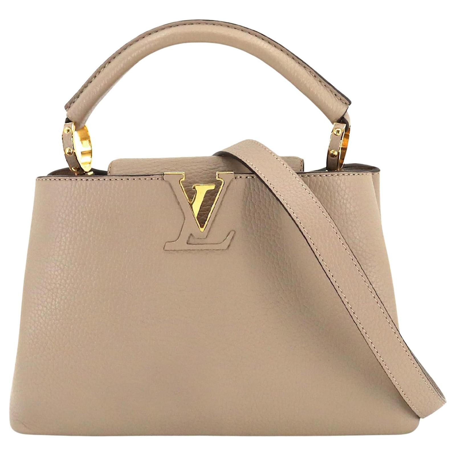 Louis Vuitton Capucines BB Handbag in Beige Grained Leather and