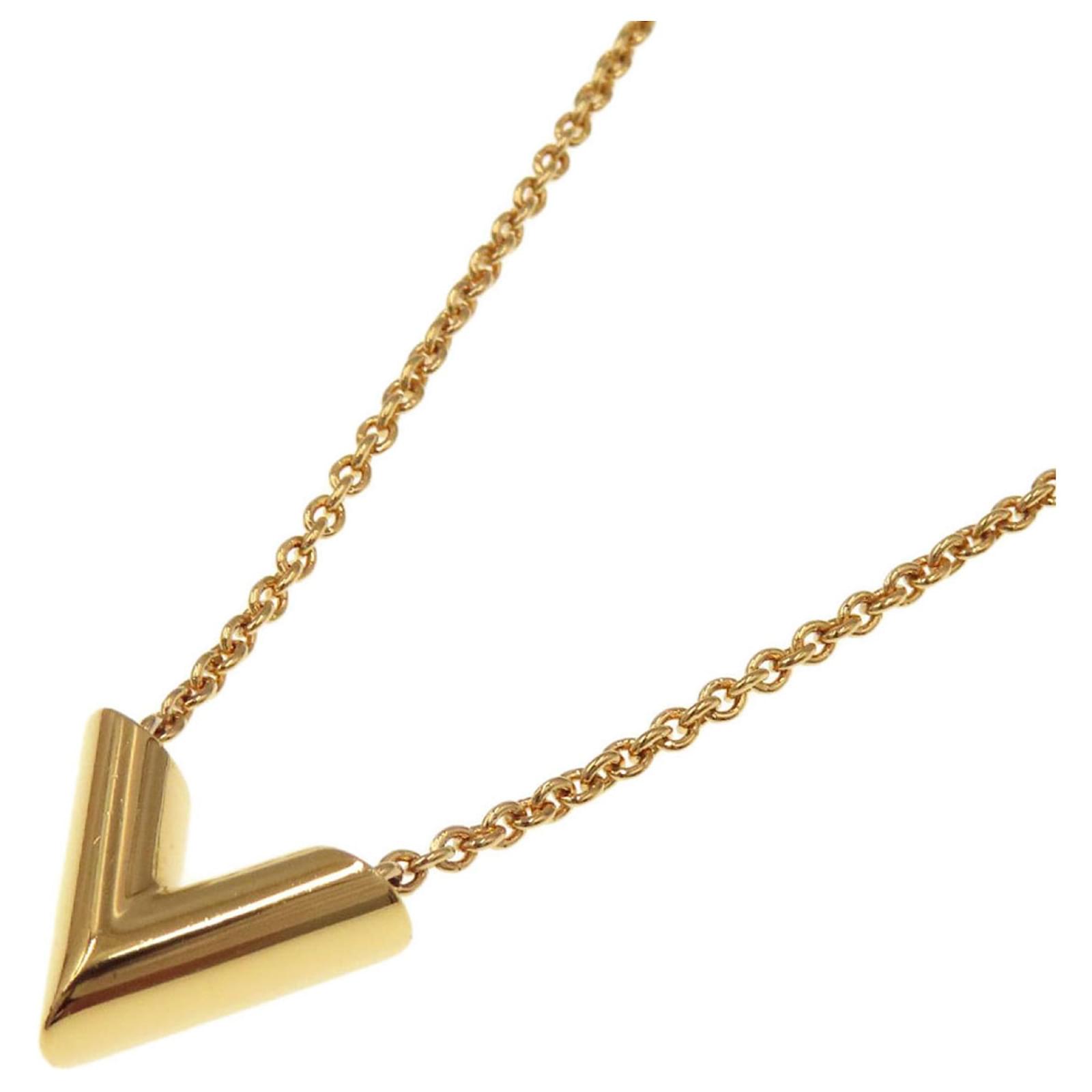 Louis Vuitton Goldtone Metal Essential V Necklace