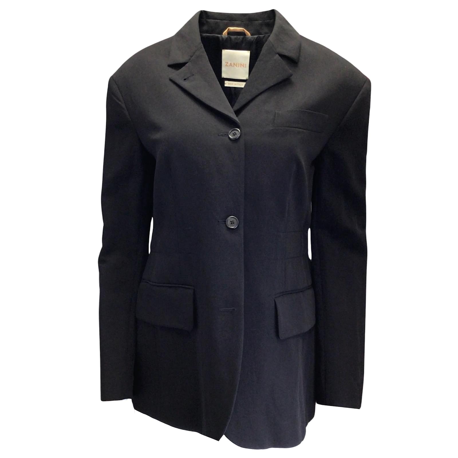 Autre Marque Blazer Zanini in lana con dettaglio fiocco in seta nera Nero  ref.1020486 - Joli Closet