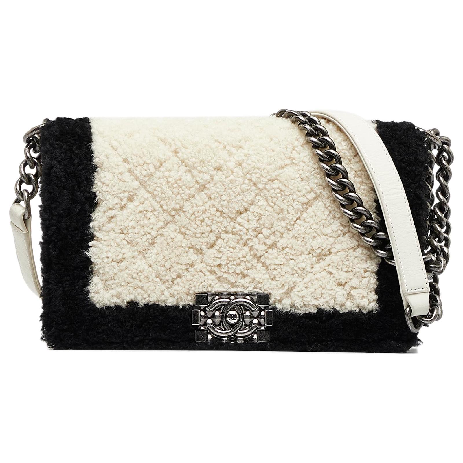Boy Chanel White Flap Bag with Golden Chain