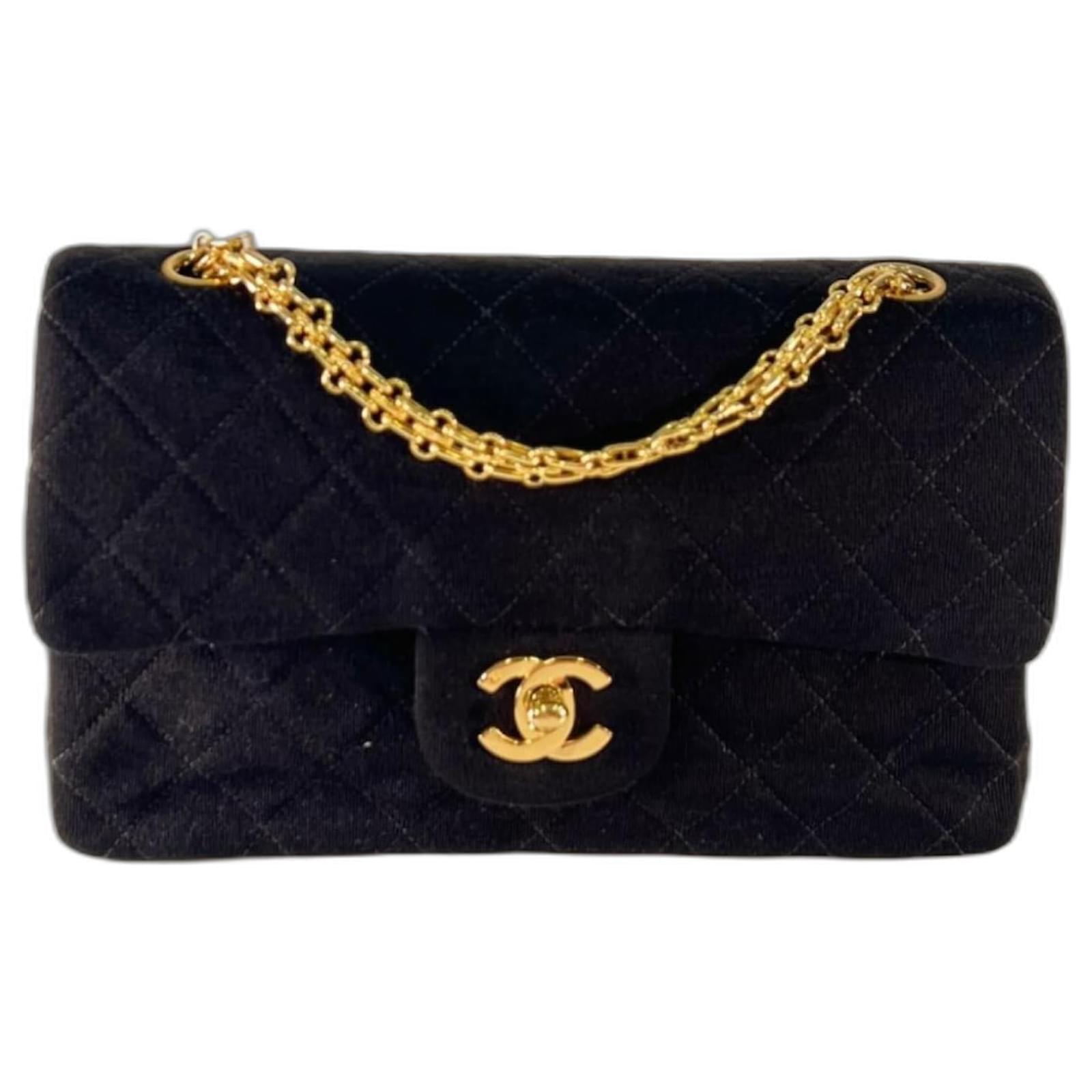 Chanel Jersey Quilted Medium Double Flap Black