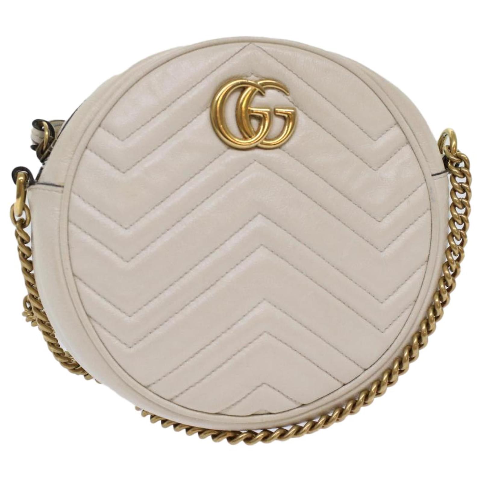 GUCCI GG Marmont Mini Round Leather Crossbody Bag Black 550154