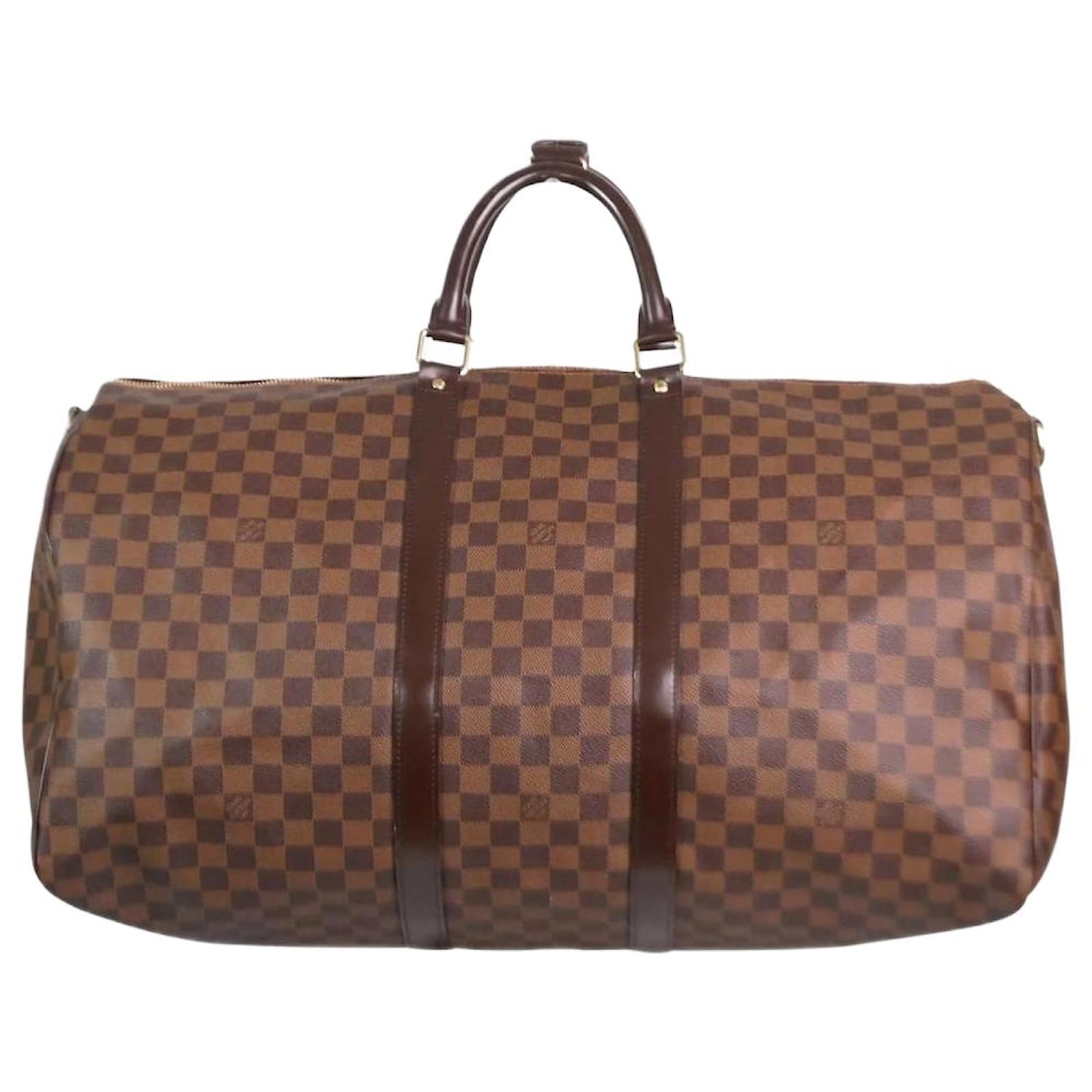 Louis Vuitton brown 2010 monogram keepall Damier Ebene Bandouliere 55  Travel bag Cloth ref.1021566 - Joli Closet